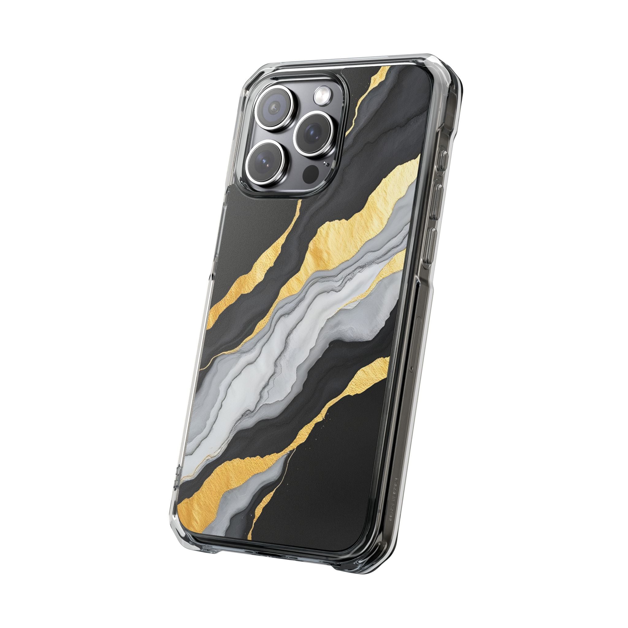 Luxury Black and Gold Marble Magnetic Phone Case for iPhone 14-17