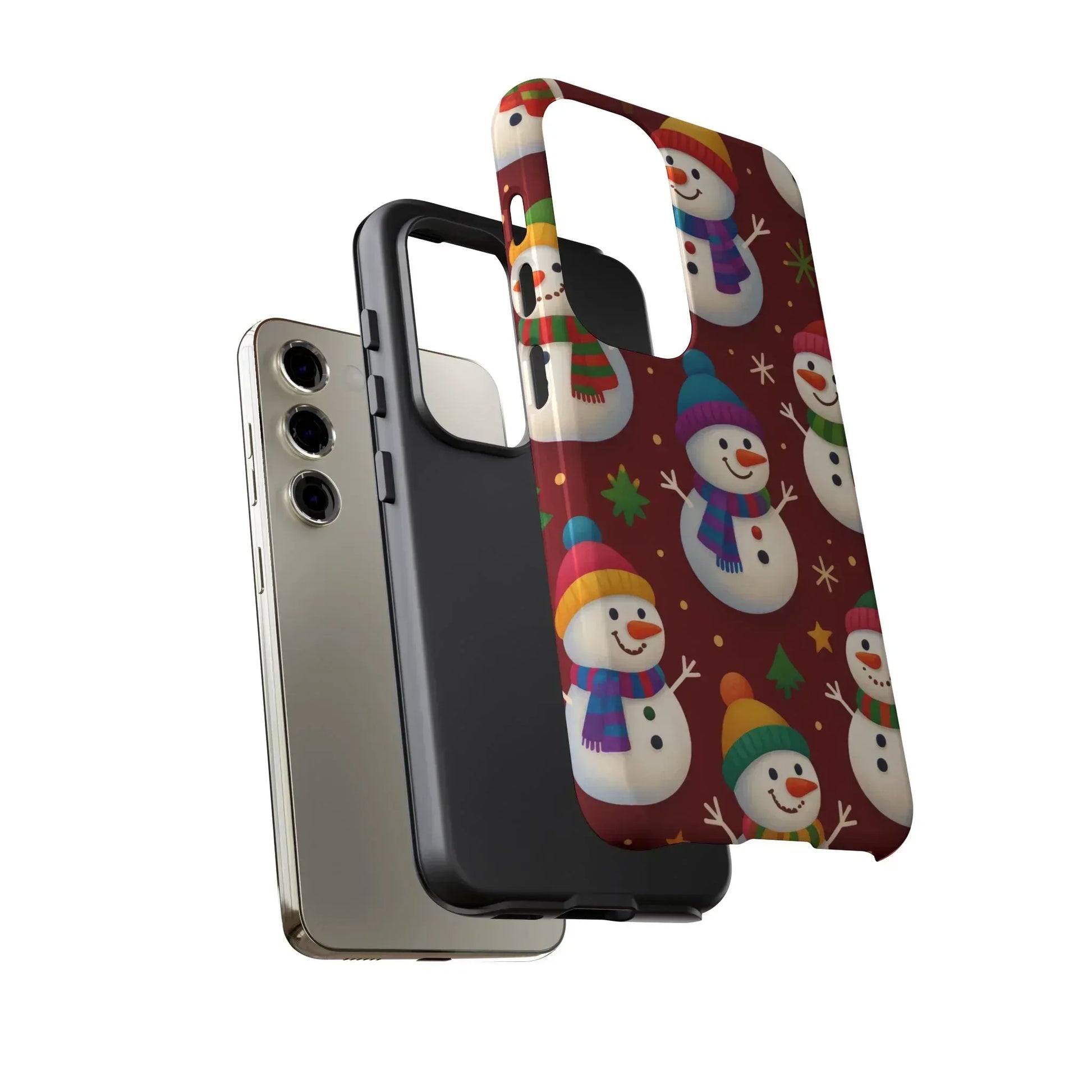 Festive Snowmen Parade Phone Case for iPhone 11–17 and Galaxy S10–S25 - KARARMDESIGN