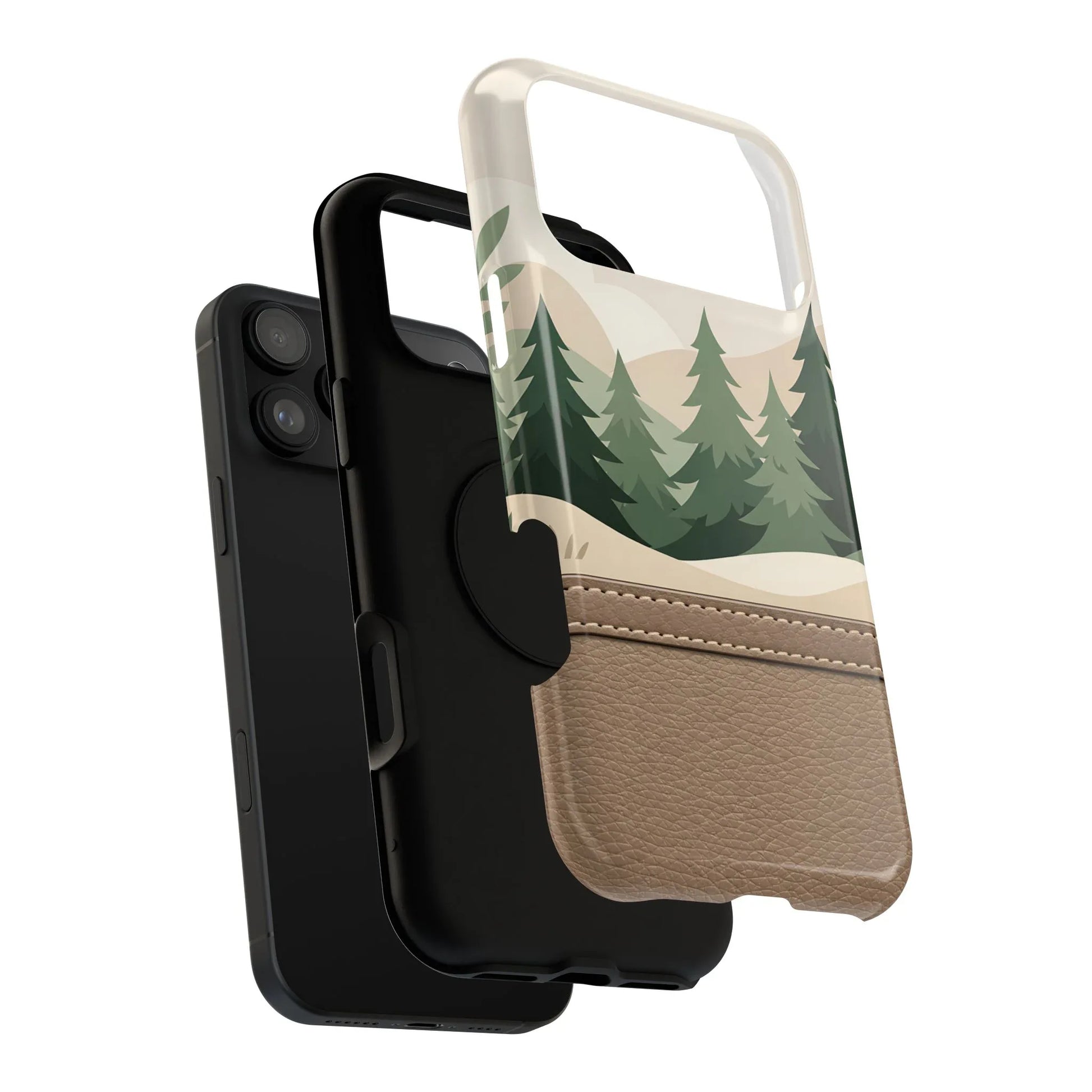 Forest Leather Phone Case for iPhone 11-17 and Galaxy S21-S25 - KARARMDESIGN