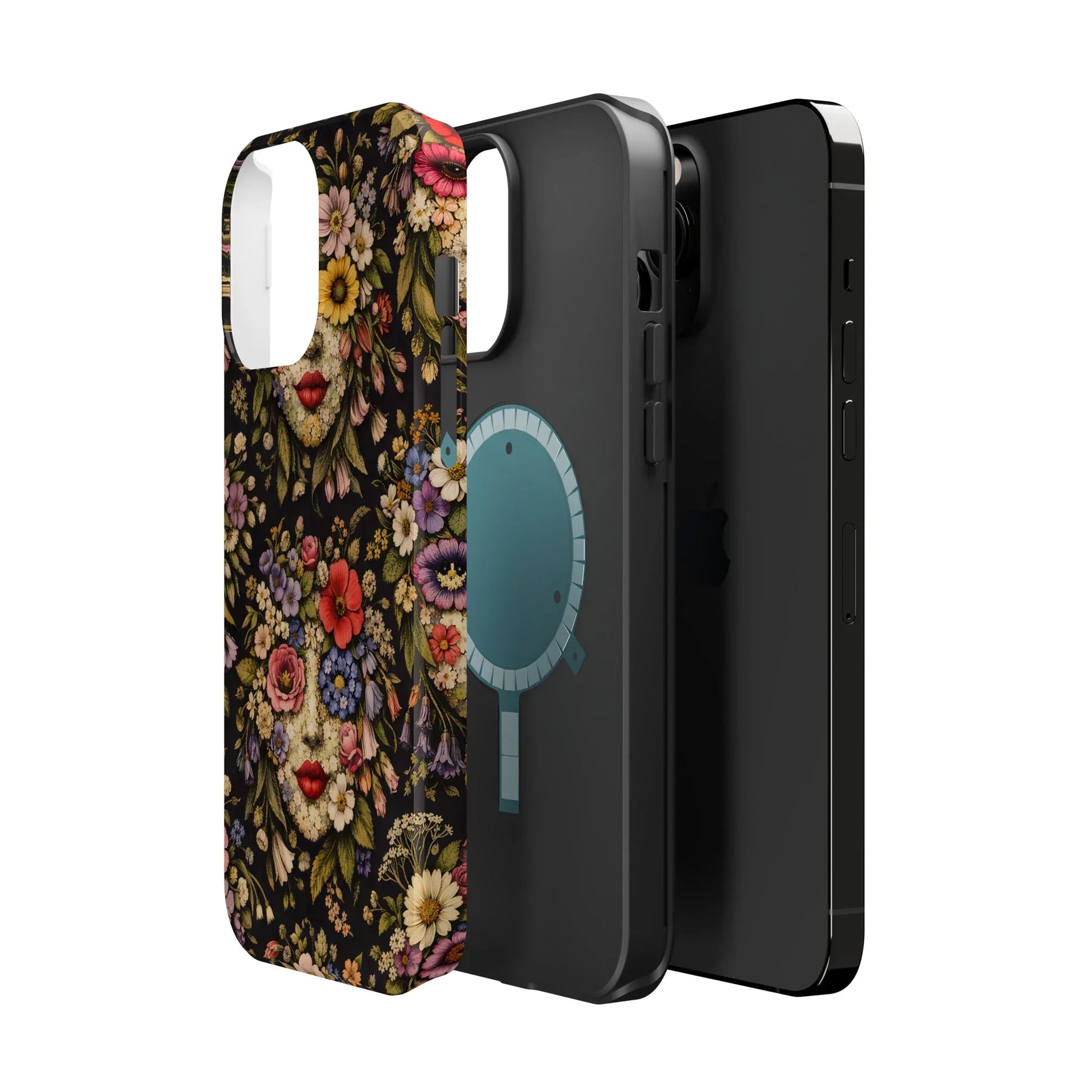 Vintage Flower Face Phone Case for iPhone 13-17 - KARARMDESIGN