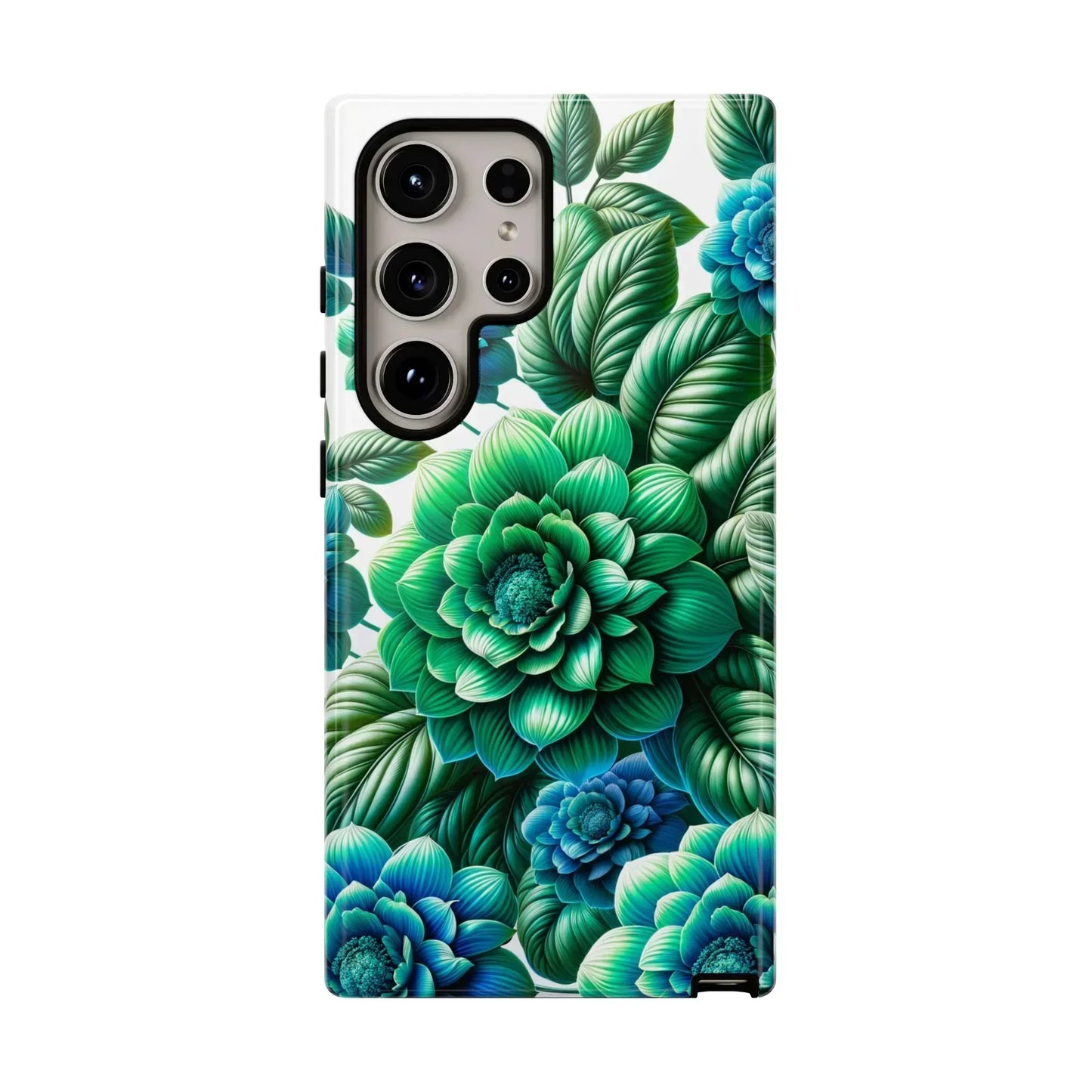 Green and BlueFloral Phone Case for Samsung Galaxy S10-S25 Models - KarArmDesign