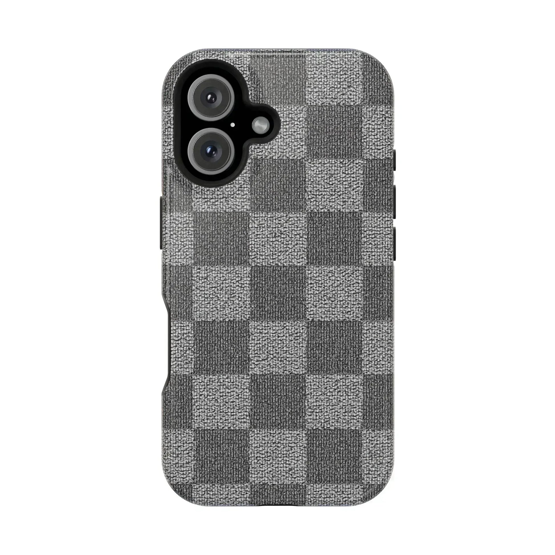 Gray Checkered Phone Case for iPhone 12-16 and Galaxy S21-S22 - KARARMDESIGN