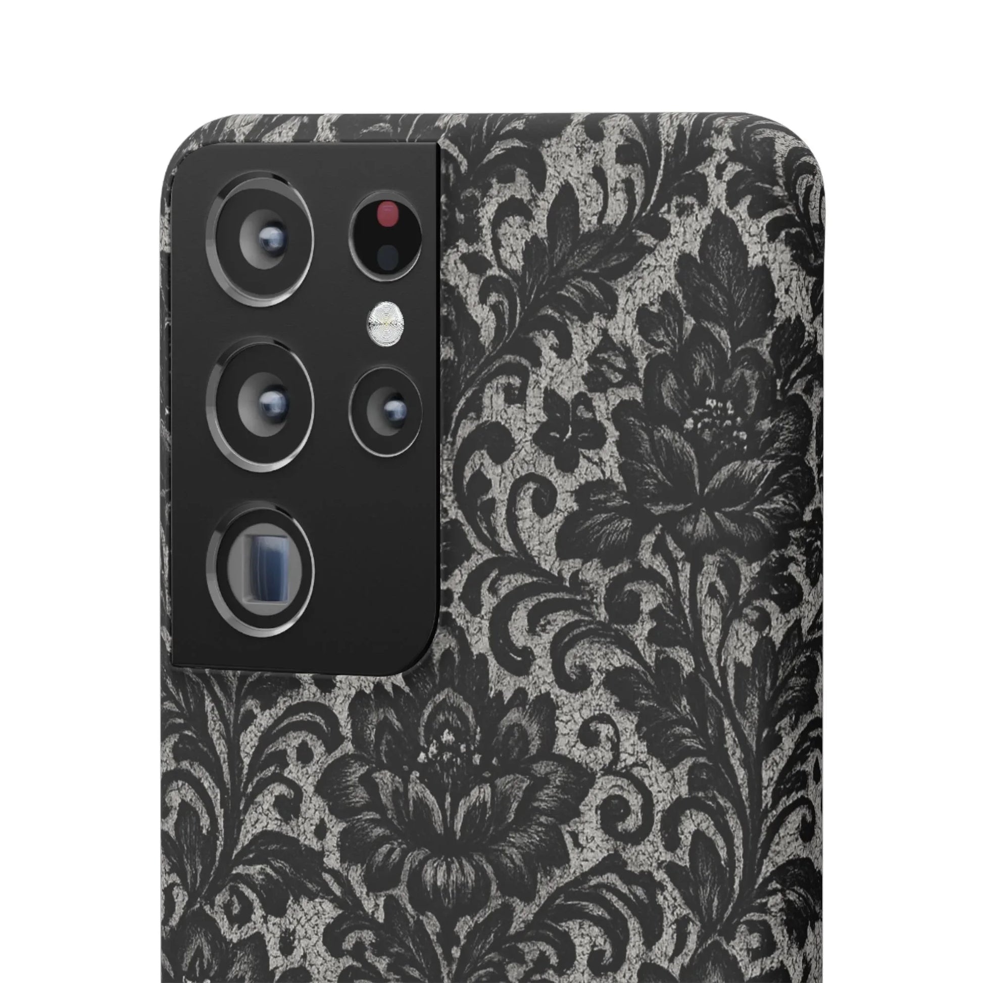 Black Damask Floral Phone Case for iPhone 11-17 and Galaxy S20-S25 - KARARMDESIGN