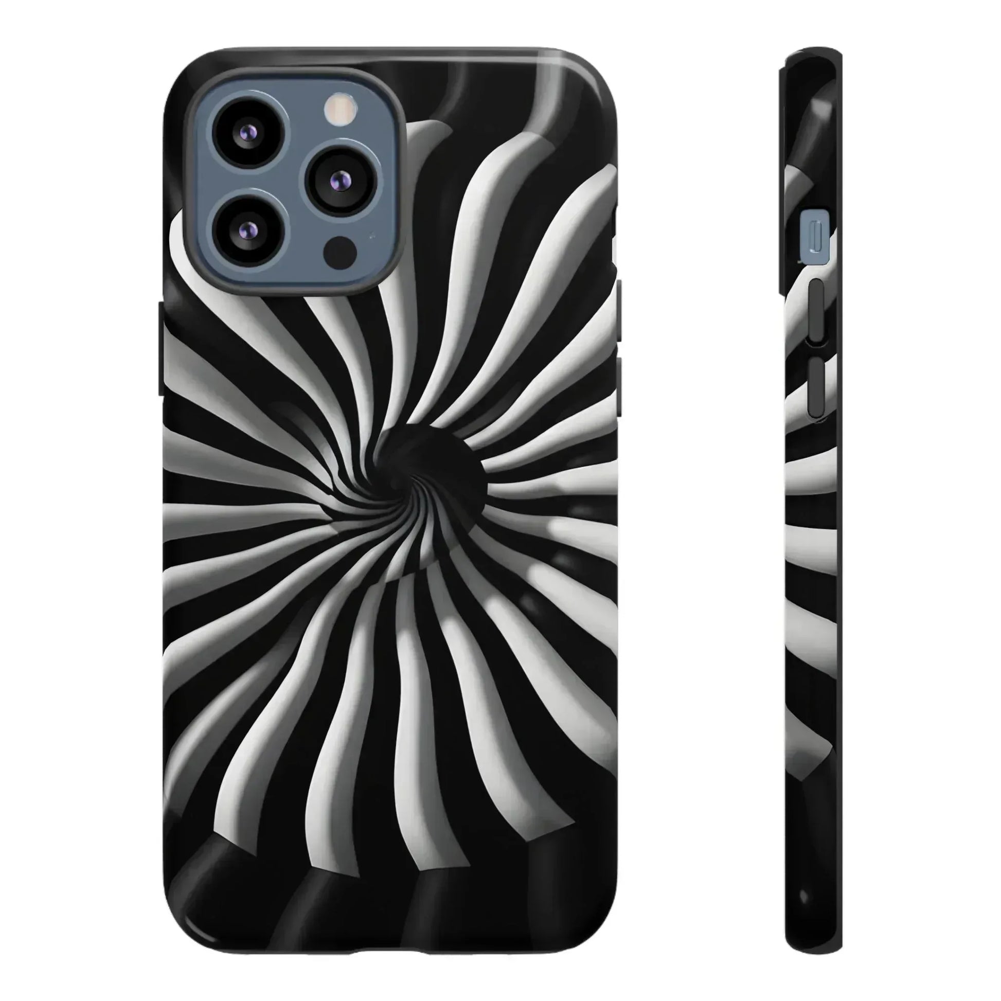 Hypnotic Black and White Spiral Phone Case for iPhone & Galaxy - KARARMDESIGN
