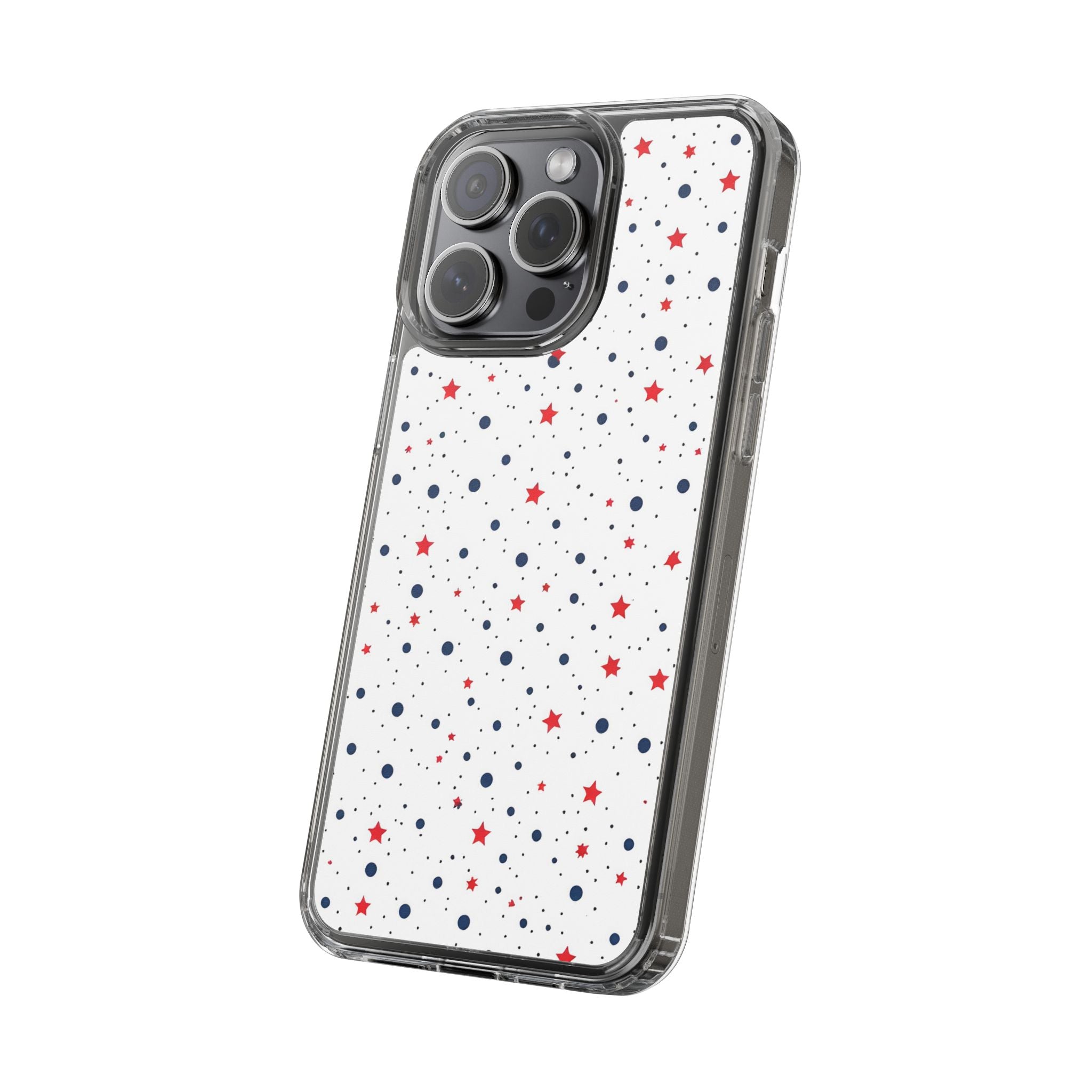 White Polka Dot & Stars Clear Case for iPhone & Samsung