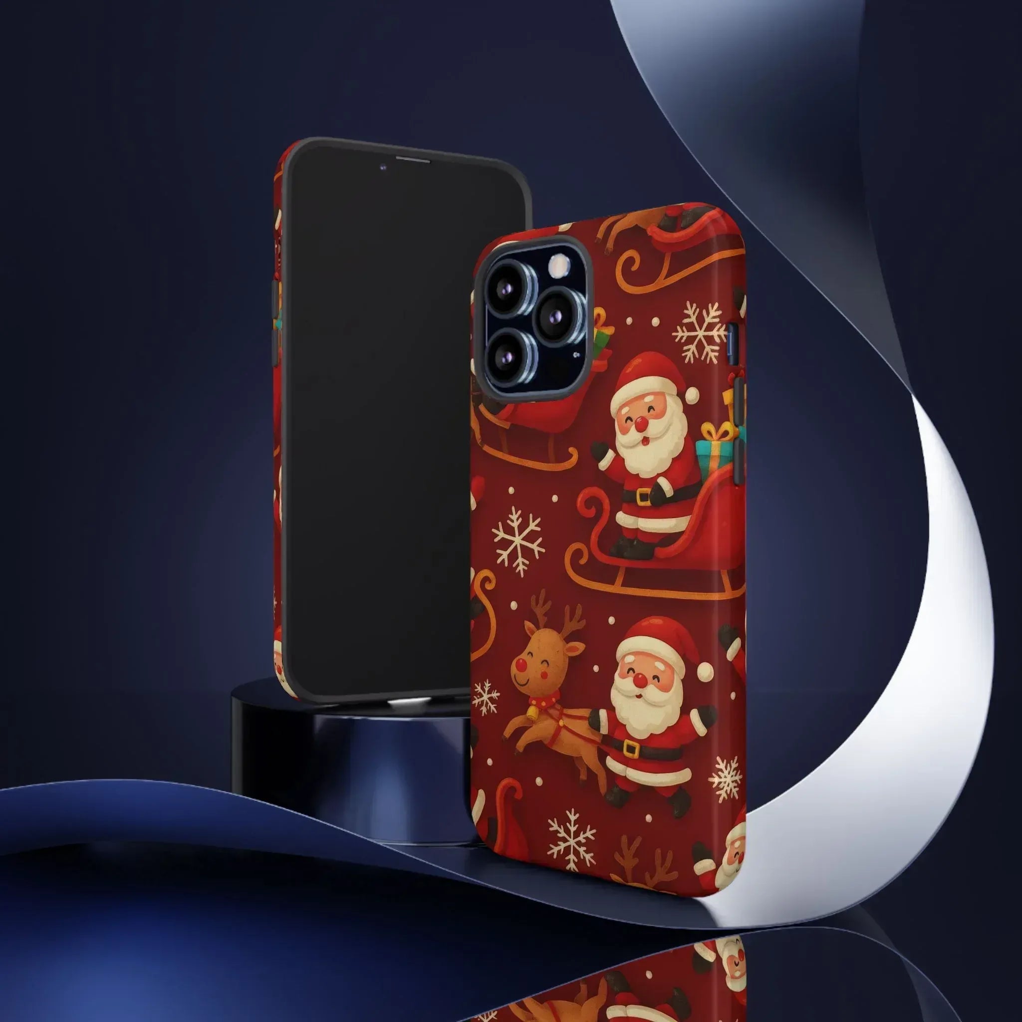 Santa Sleigh Ride Phone Case for iPhone 11-17 and Galaxy S10-S25 - KARARMDESIGN