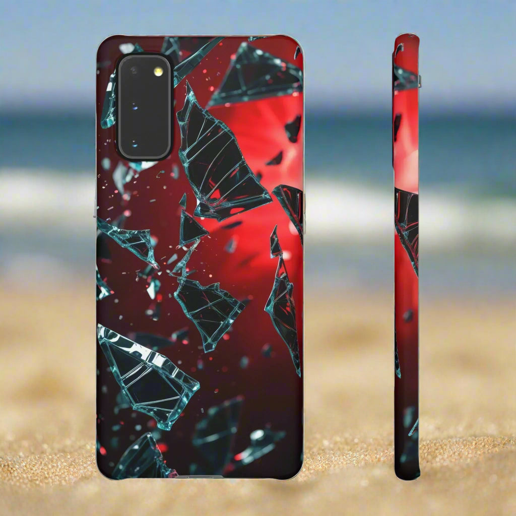 "Crimson Impact" Realistic Glass Shard Snap Phone Case for iPhone 7-16 and Samsung Galaxy S10-S24 Models - KarArmDesign