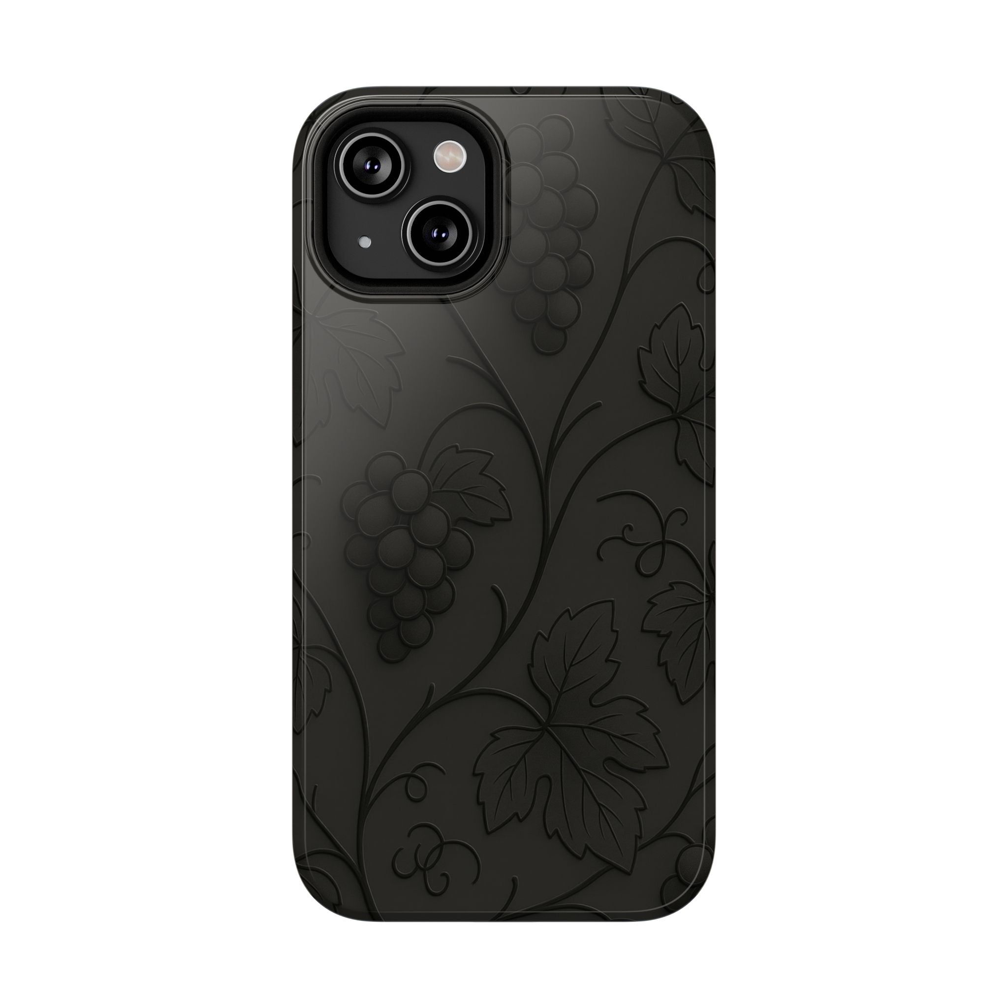Embossed Grape Leaf Phone Case – Elegant Black Design for iPhone & Samsung