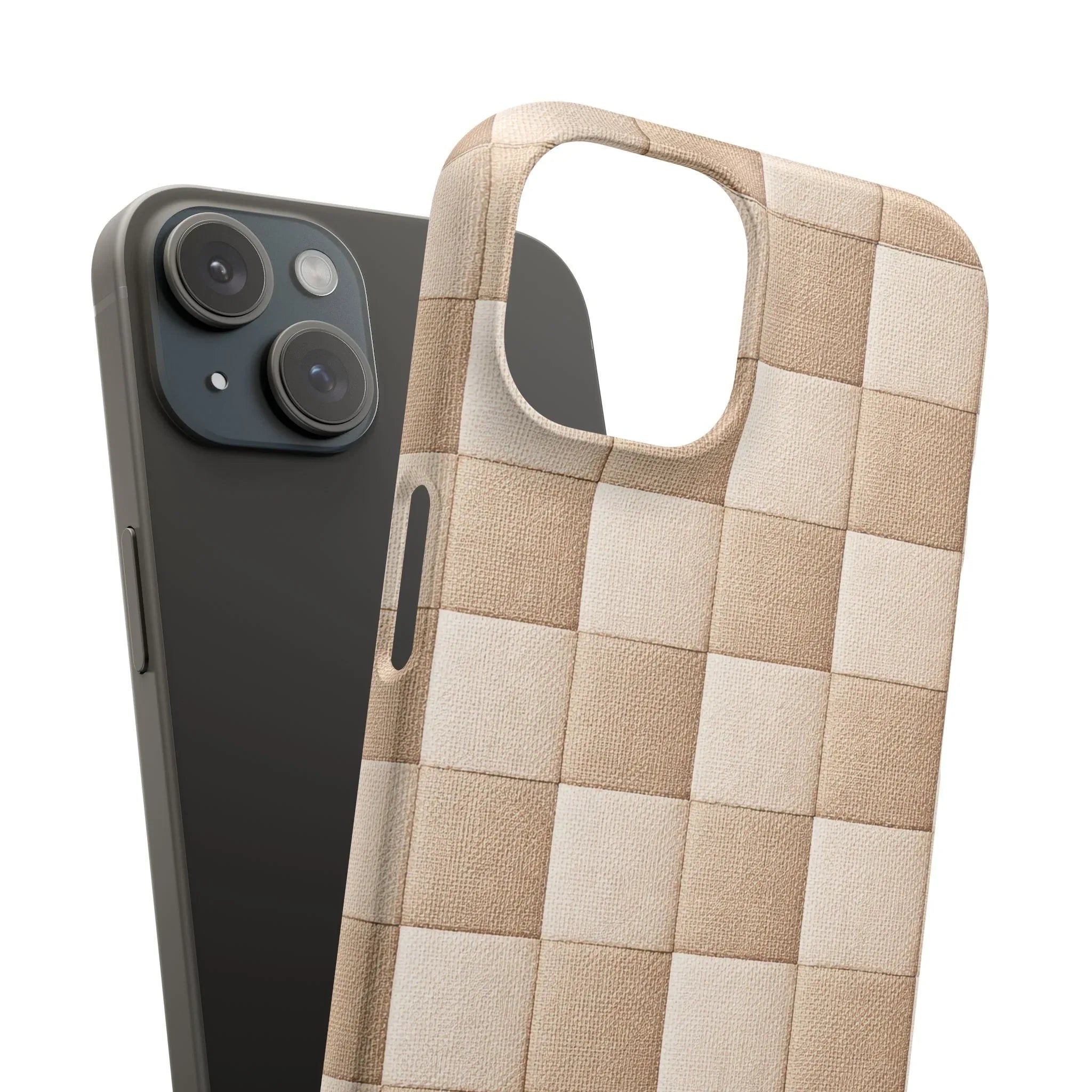 Beige Woven Phone Case for iPhone 11-17 and Galaxy S20-S25 - KARARMDESIGN
