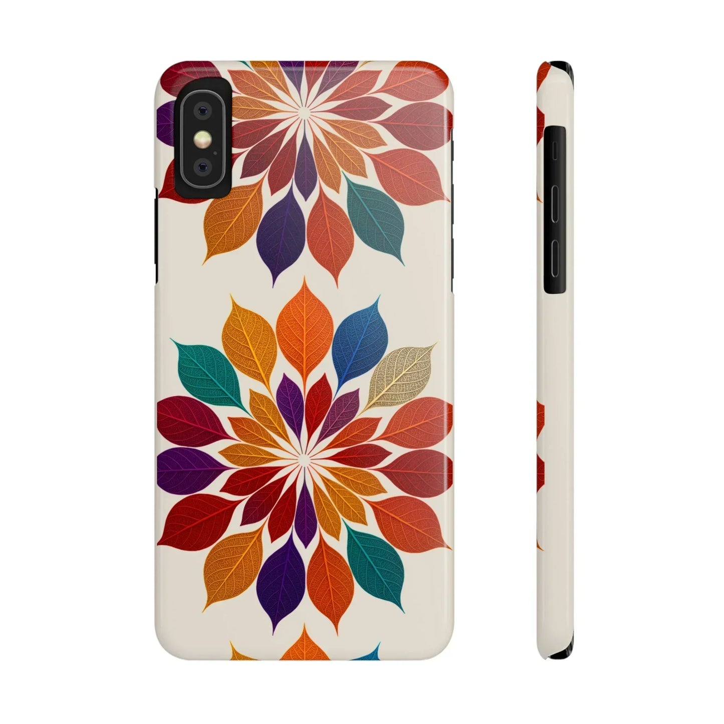 Leaf Mandala Botanical Burst Design Slim Phone Case for iPhone 7-16 Models - KarArmDesign
