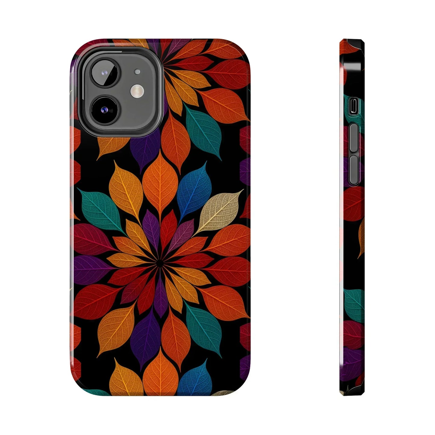 Leaf Mandala Phone Case for iPhone 7-16 and Samsung Galaxy S21-S24 Models - KarArmDesign