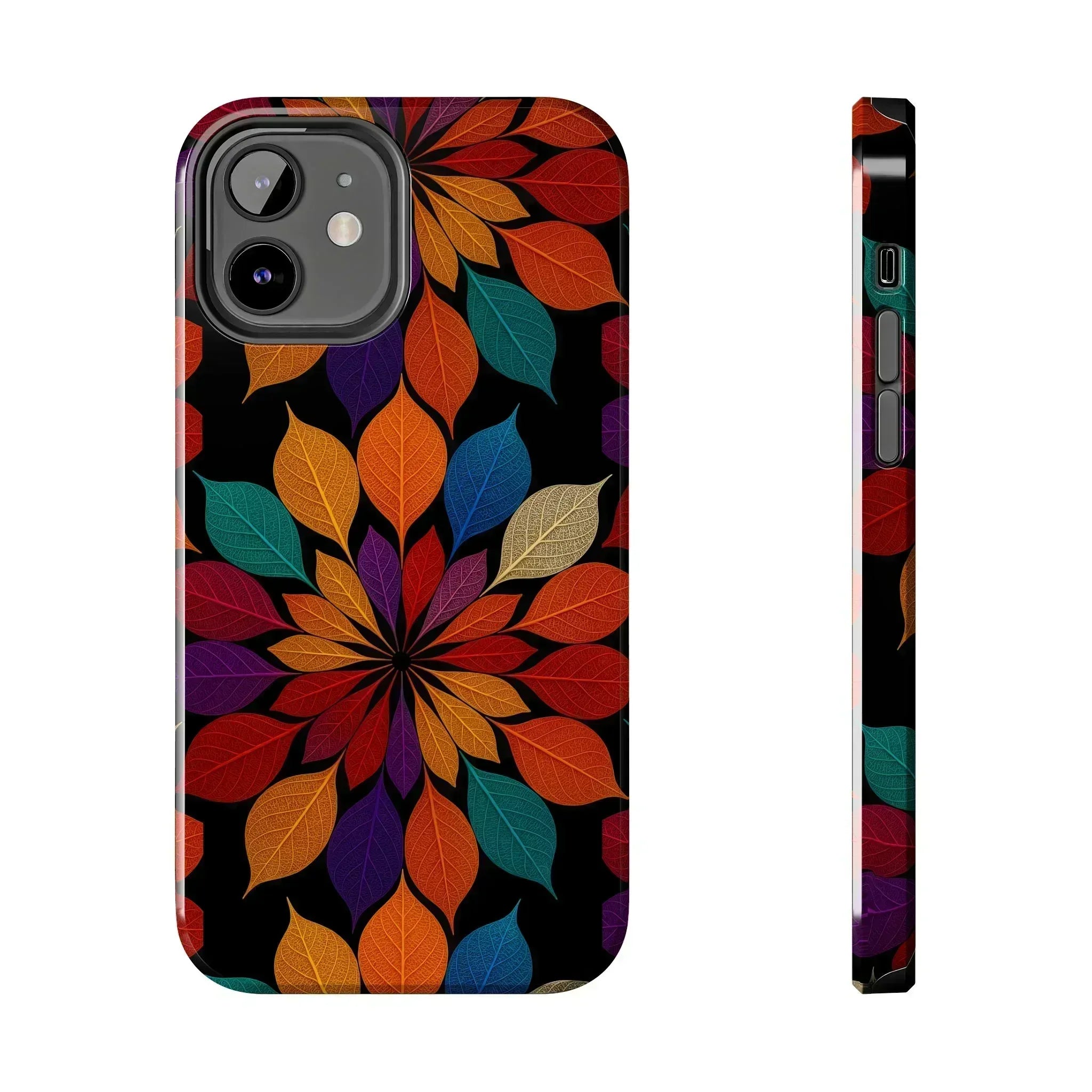 Leaf Mandala Phone Case for iPhone 11-16 and Galaxy S21-S24 - KARARMDESIGN