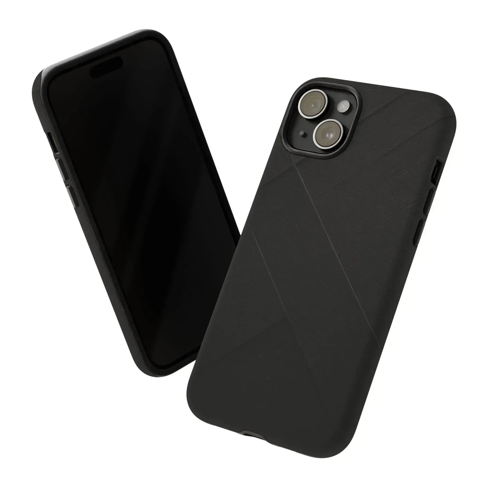 Matte Black Diagonal Line Phone Case for iPhone 8-16 and Galaxy S10-S25 - KARARMDESIGN