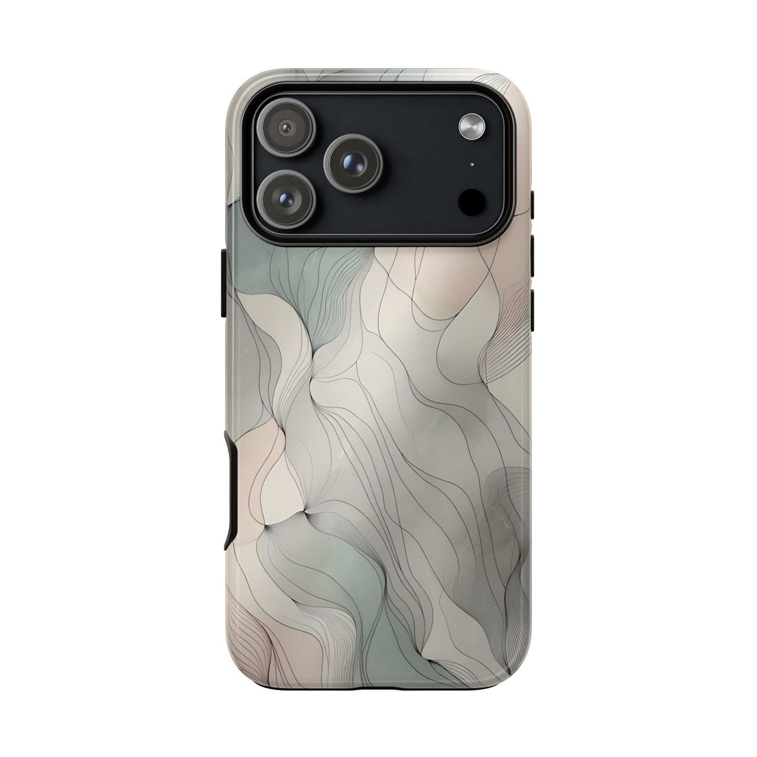Pastel wave phone case with marble lines; cutouts for camera and ports.