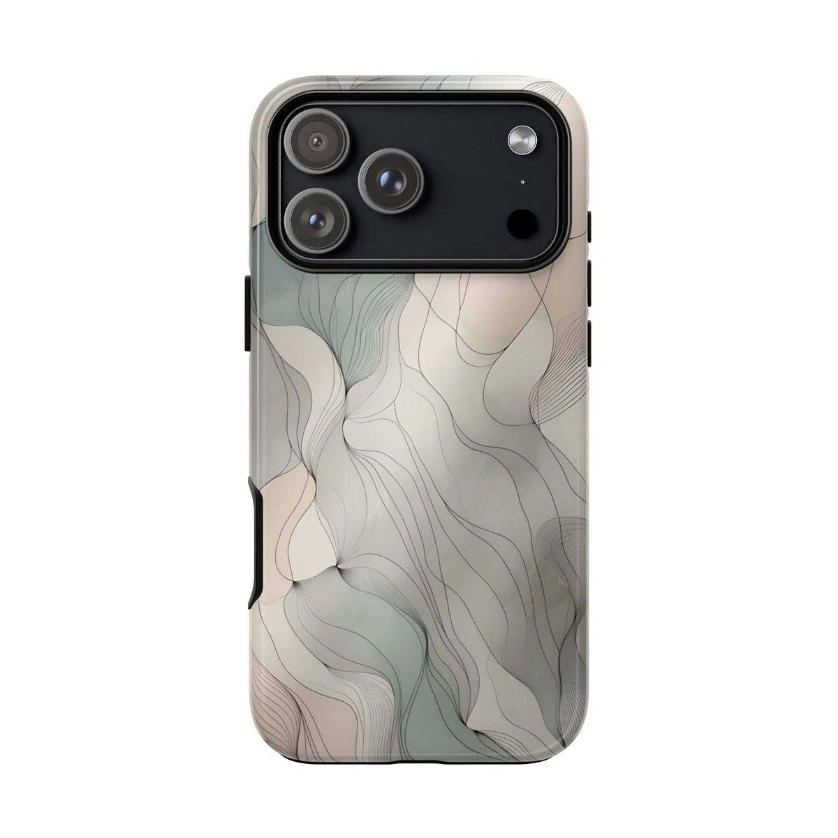 Pastel wave phone case with marble lines; cutouts for camera and ports.
