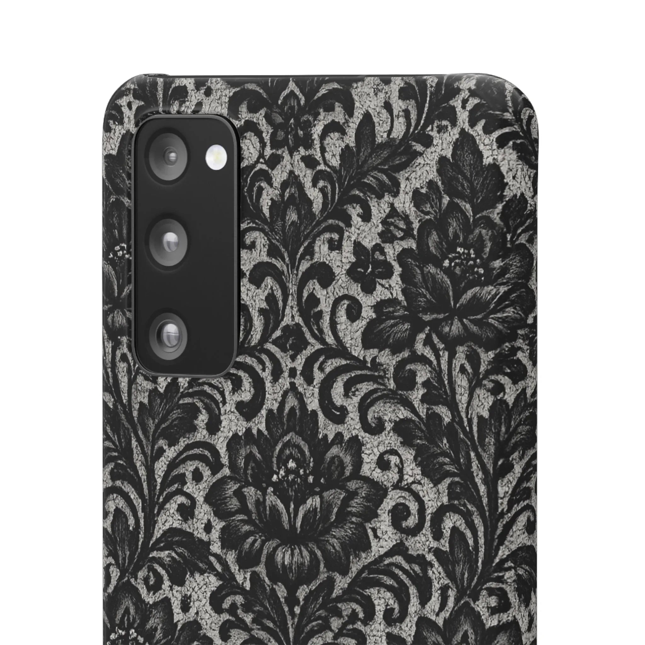 Black Damask Floral Phone Case for iPhone 11-17 and Galaxy S20-S25 - KARARMDESIGN