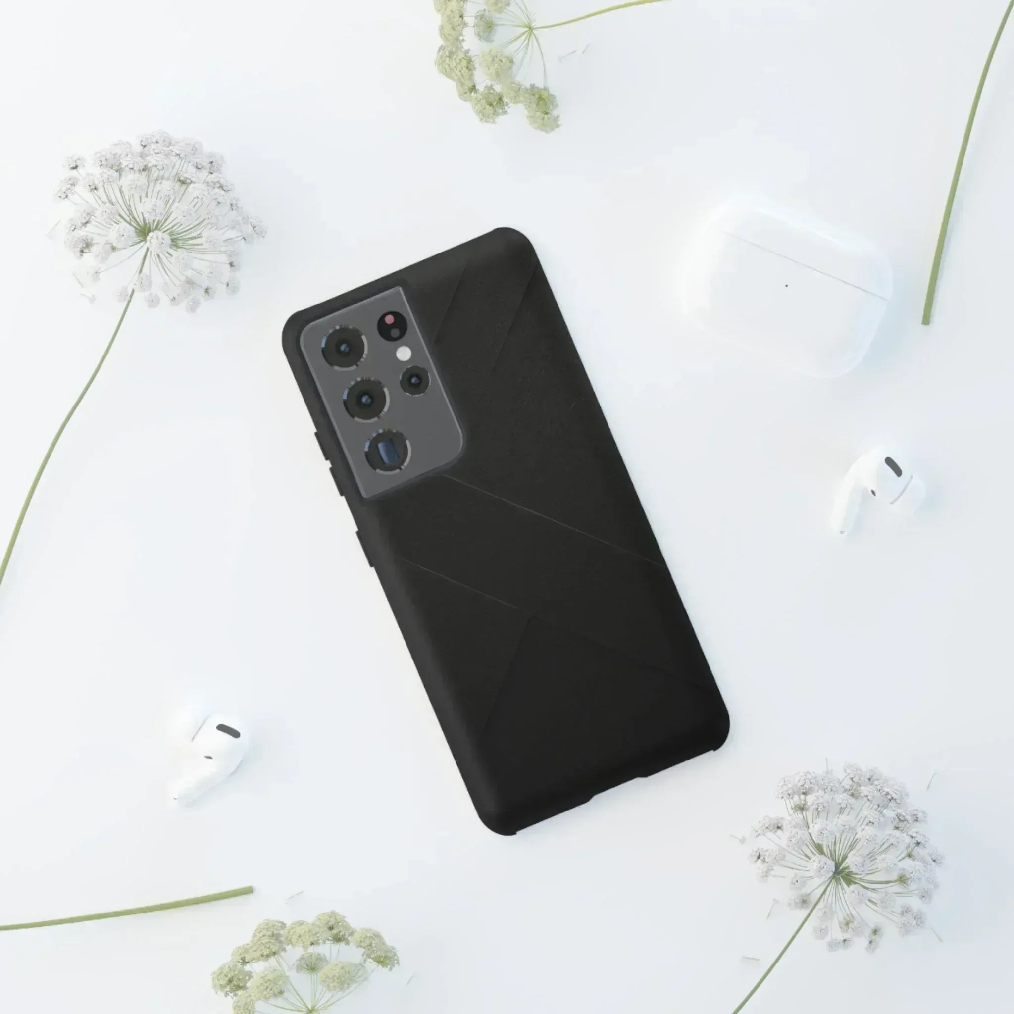 Matte Black Diagonal Line Phone Case for iPhone 8-16 and Galaxy S10-S25 - KARARMDESIGN