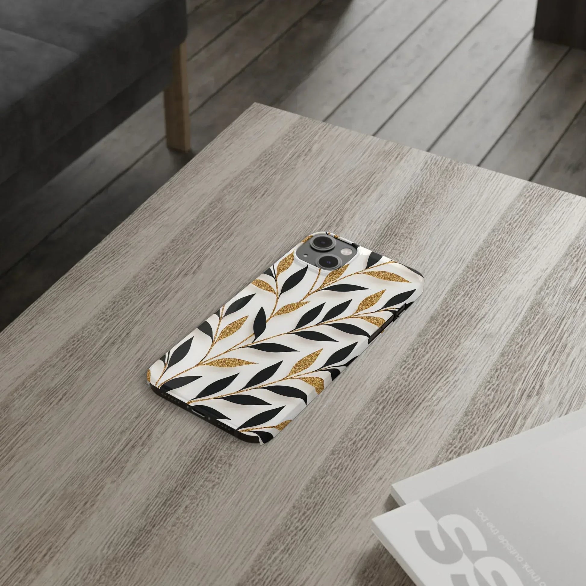 Botanical Gold Leaf Phone Case for iPhone 11-17 - KARARMDESIGN