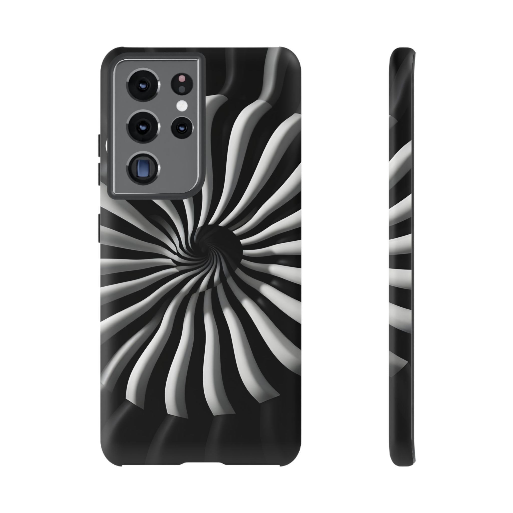 Hypnotic Black and White Spiral Phone Case – Optical Illusion Design for iPhone & Galaxy
