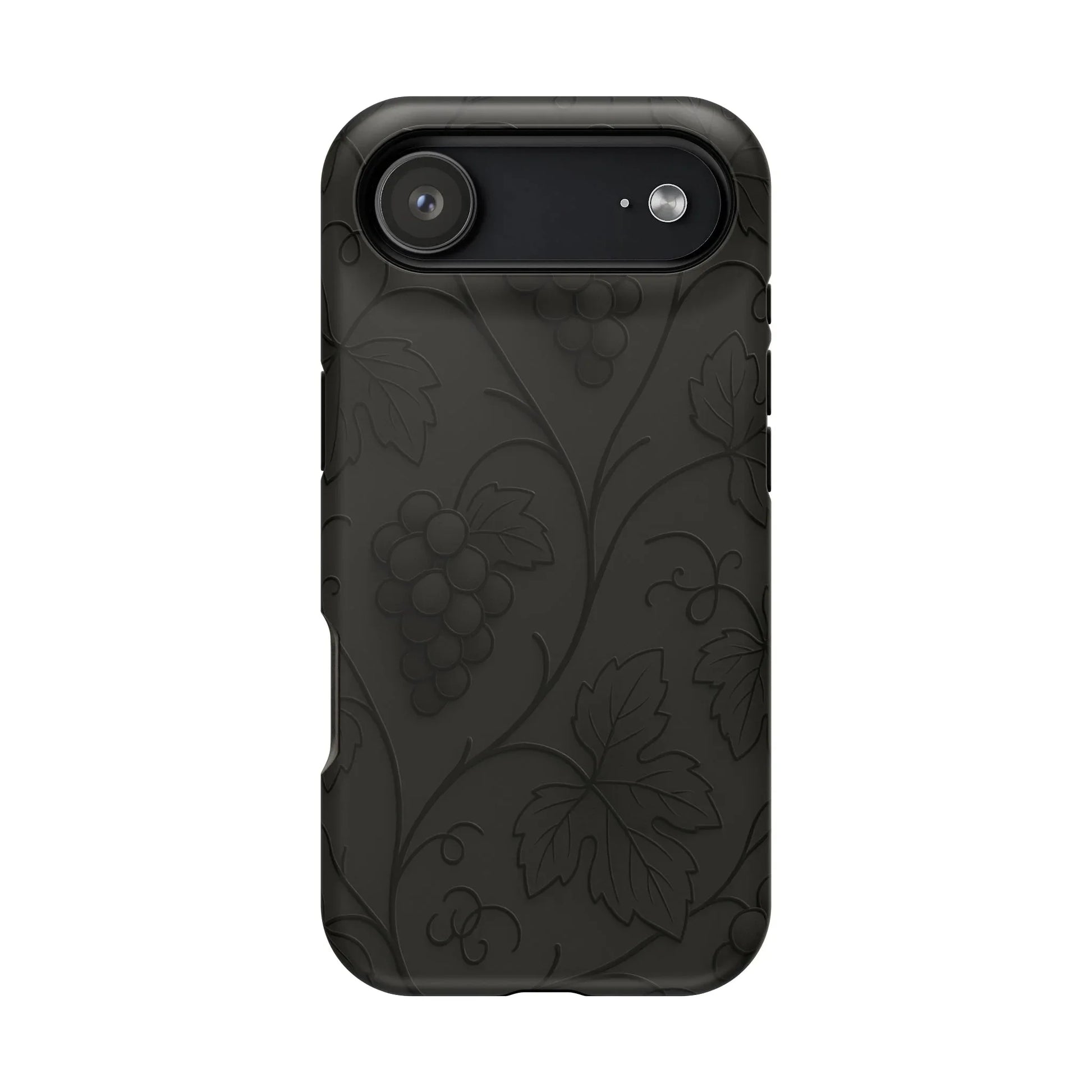 Elegant Embossed Grape Leaf Black Phone Case for iPhone and Galaxy - KARARMDESIGN