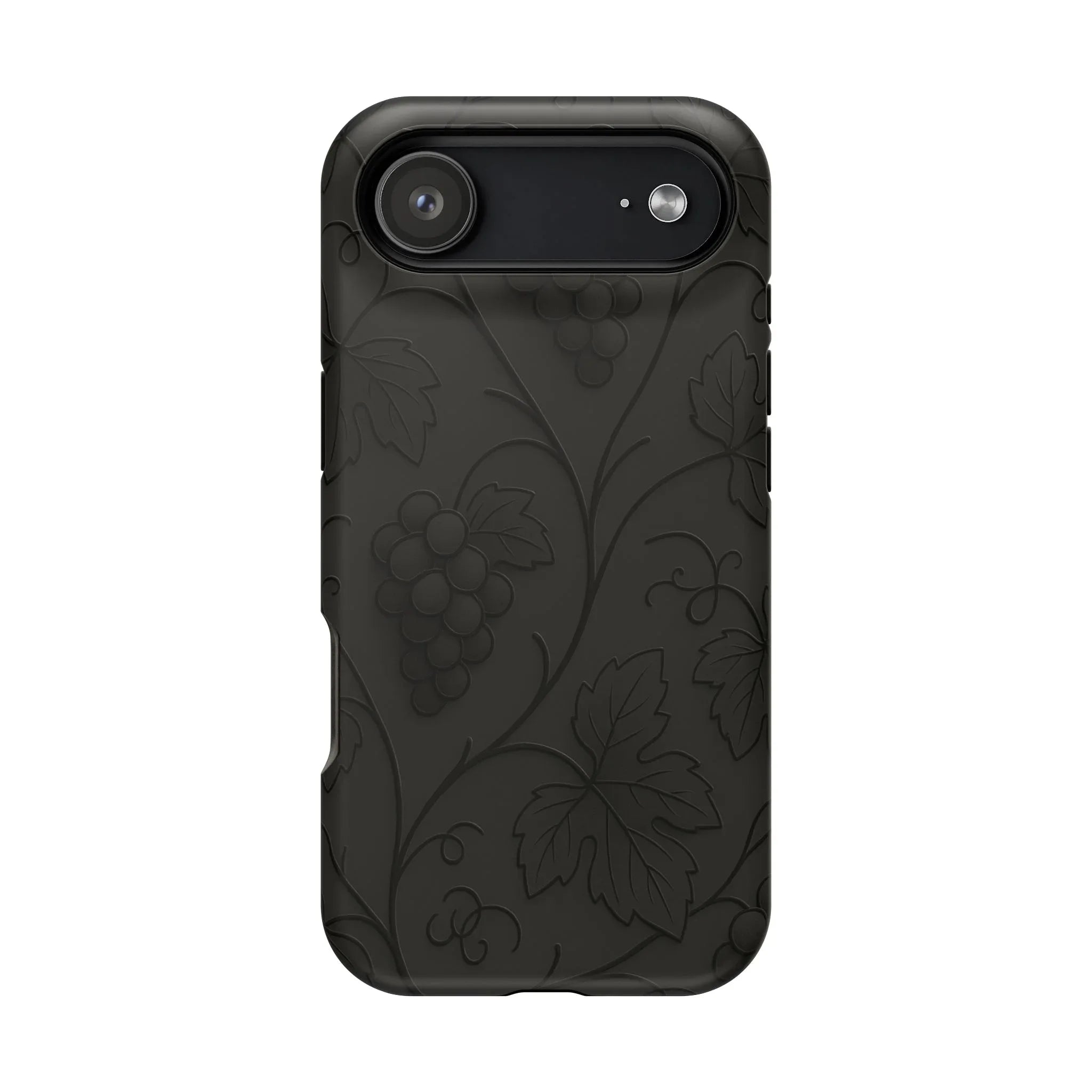 Elegant Embossed Grape Leaf Black Phone Case for iPhone and Galaxy - KARARMDESIGN