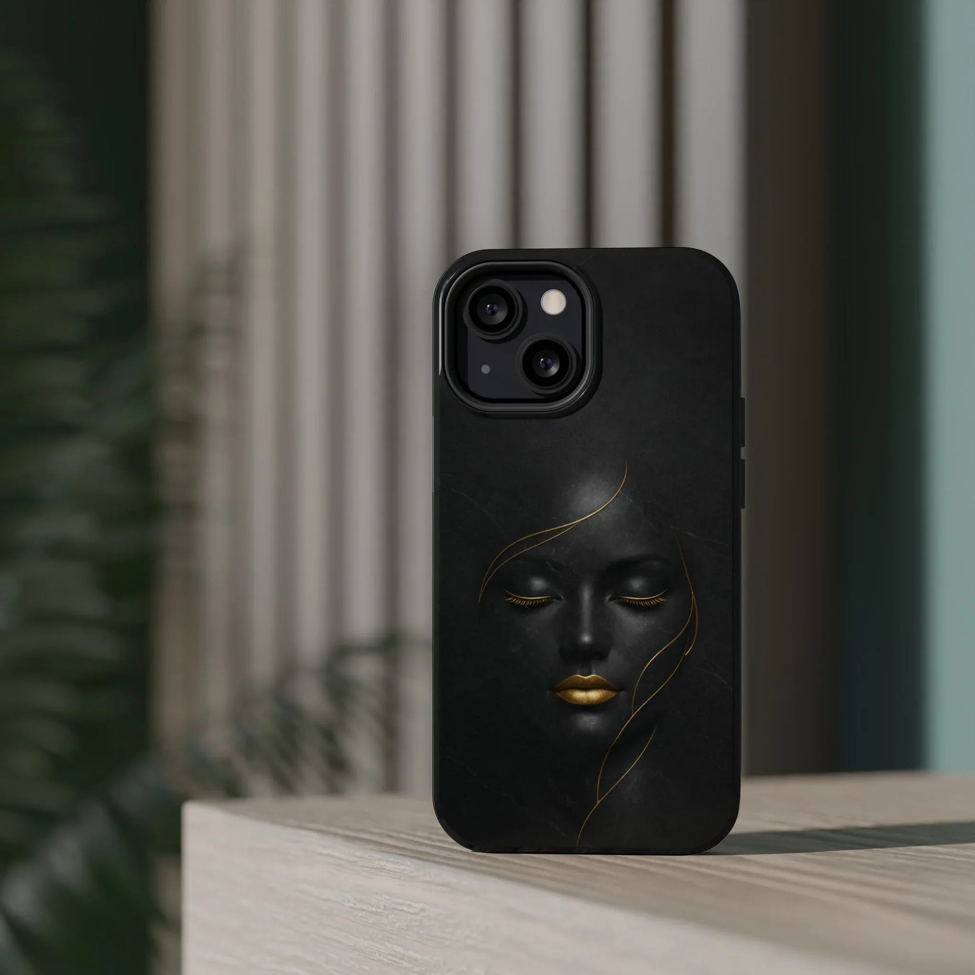 Black Gold Face Phone Case for iPhone 13-17 - KARARMDESIGN