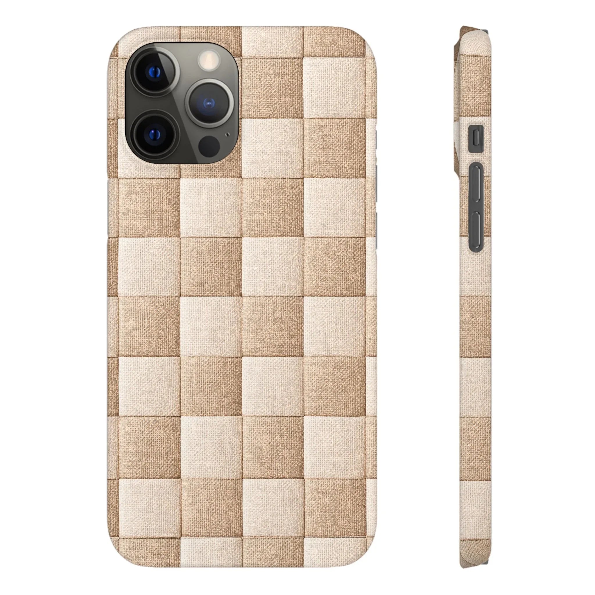Beige Woven Phone Case for iPhone 11-17 and Galaxy S20-S25 - KARARMDESIGN