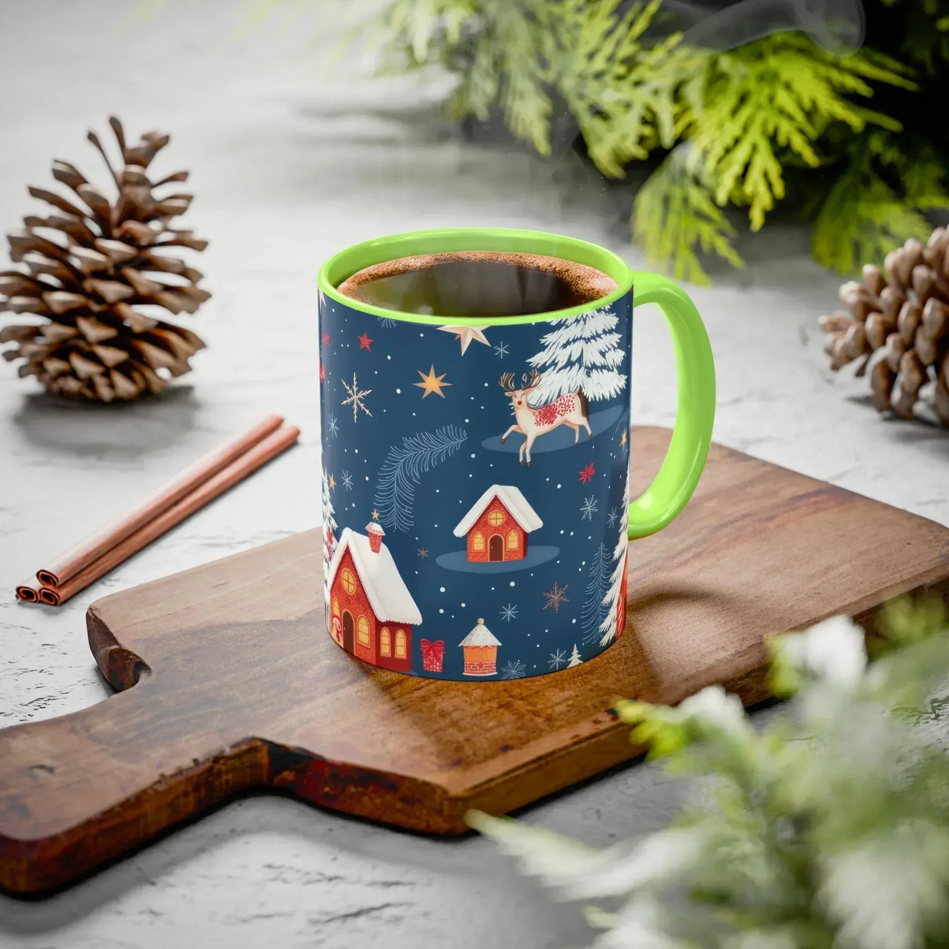 Dark Blue Christmas Mug - Colorful Mugs (11oz, 15oz) - KARARMDESIGN