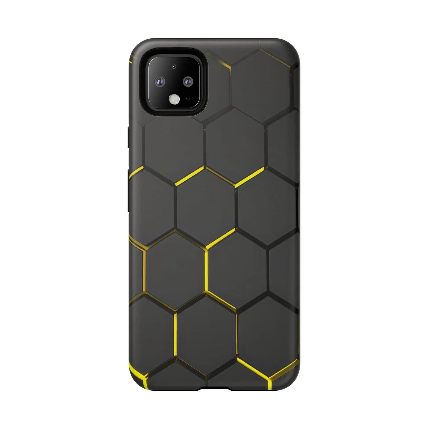 Black and Yellow Hexagon Geometric Tough Phone Case for Galaxy and Pixel - KarArmDesign