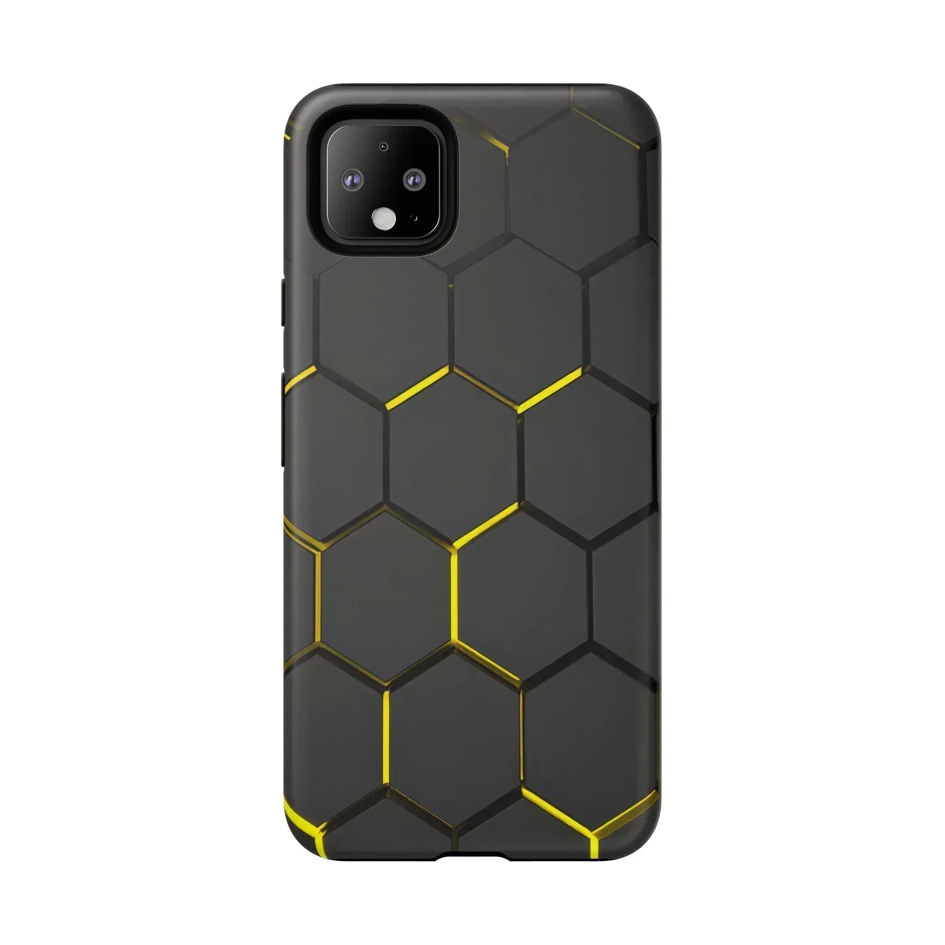 Black and Yellow Hexagon Geometric Tough Phone Case for Galaxy and Pixel - KARARMDESIGN