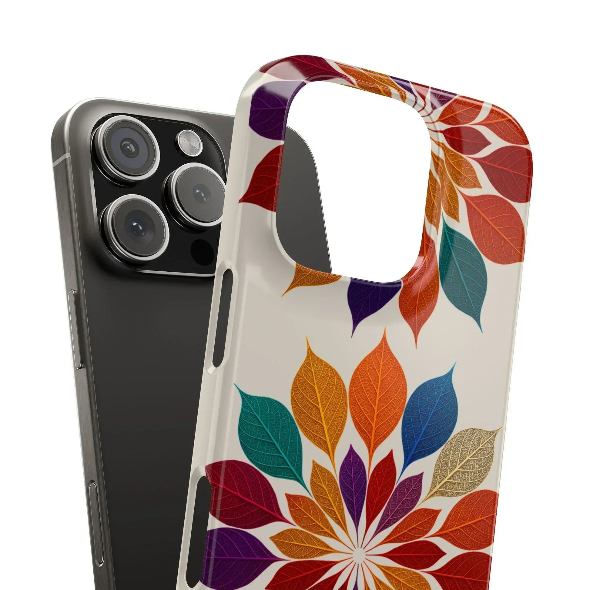 Leaf Mandala Botanical Burst Design Slim Phone Case for iPhone 7-16 Models - KarArmDesign