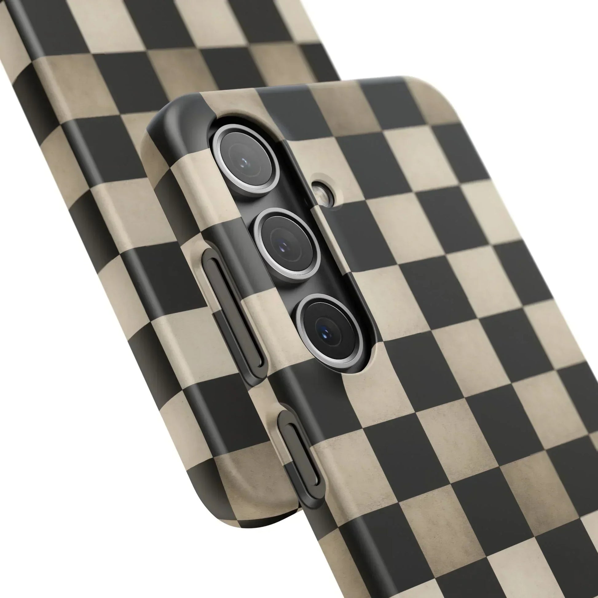 Stylish Matte Checker Phone Case for iPhone 7-16 and Samsung Galaxy S10-S24 Models - KarArmDesign