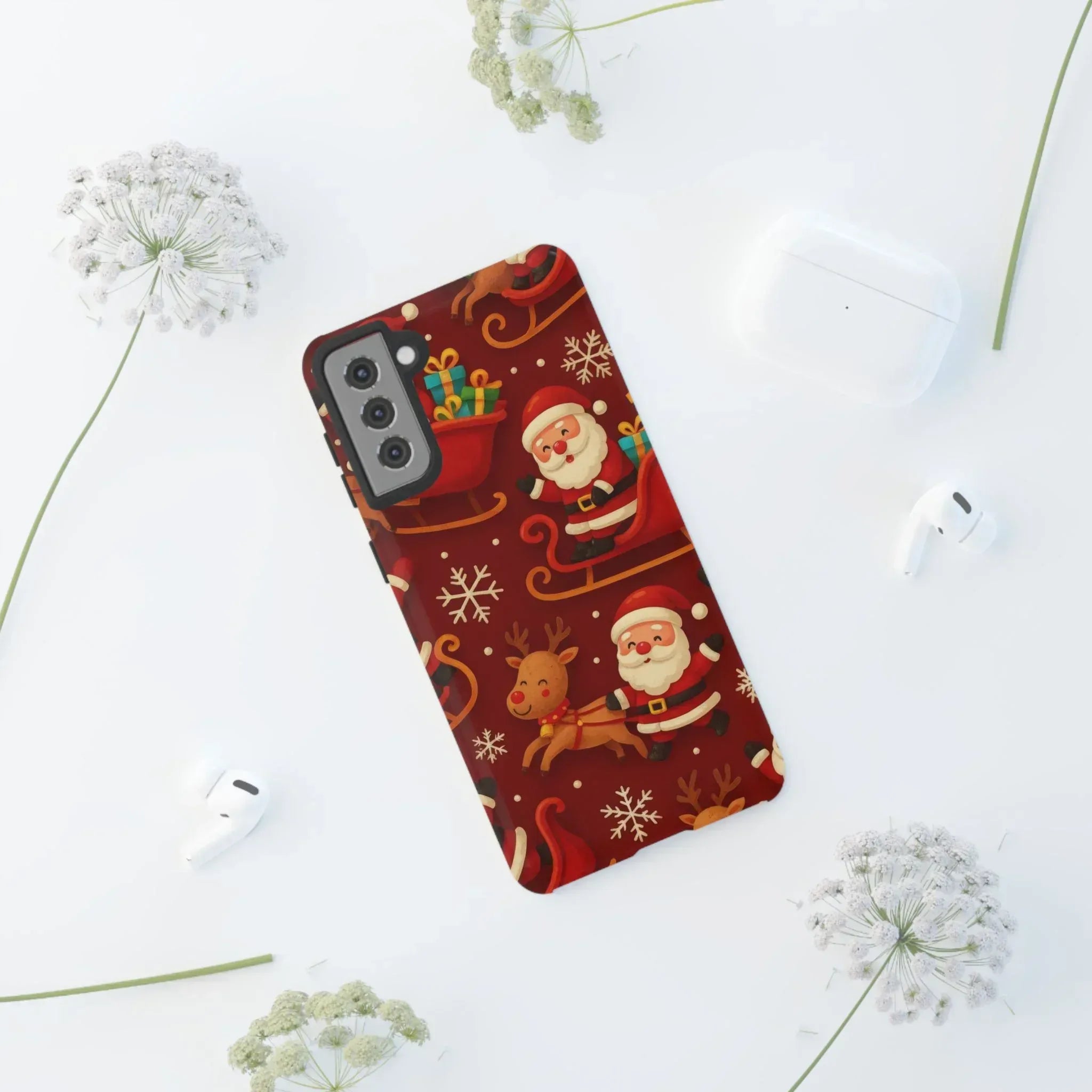 Santa Sleigh Ride Phone Case for iPhone 11-17 and Galaxy S10-S25 - KARARMDESIGN