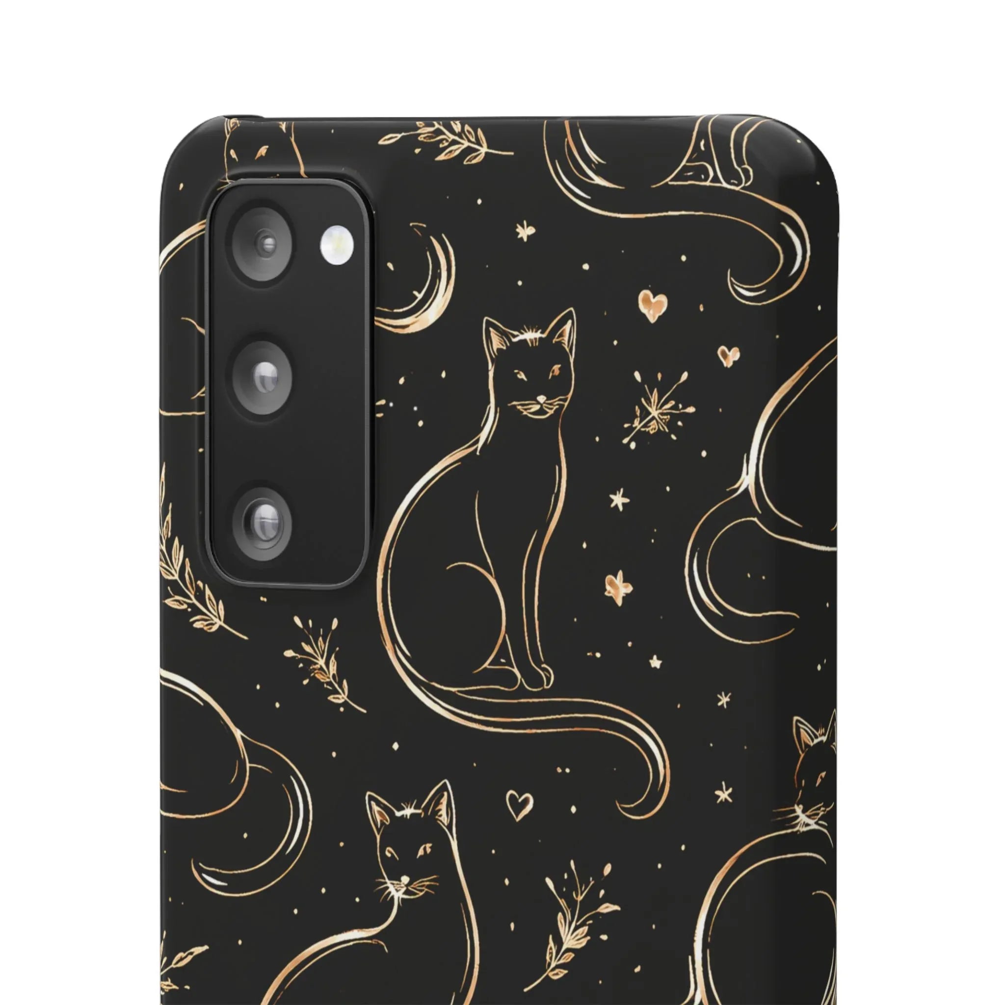 Golden Cat Pattern Phone Case for iPhone 11–17 & Galaxy S21–S25 - KARARMDESIGN