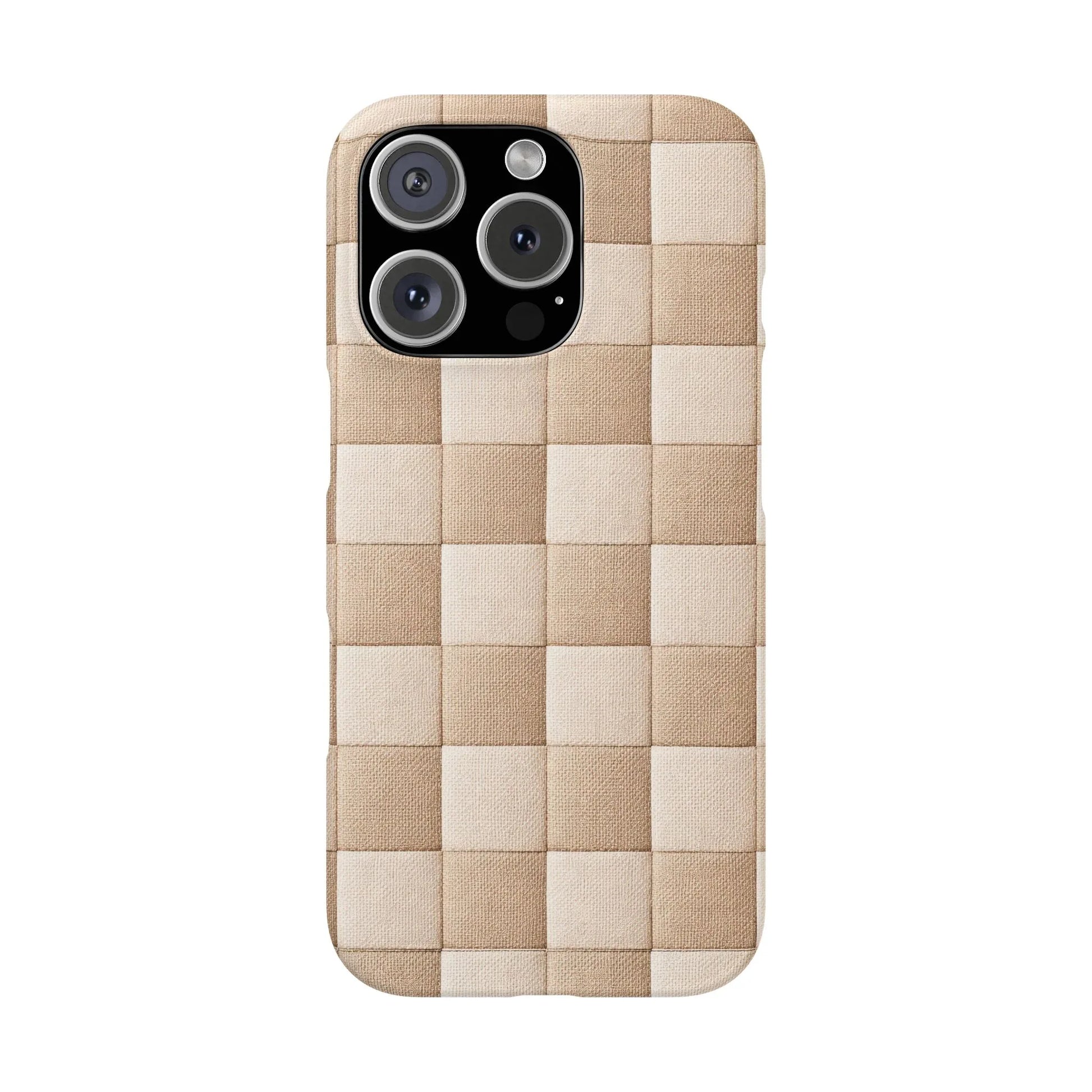 Beige Woven Phone Case for iPhone 11-17 and Galaxy S20-S25 - KARARMDESIGN
