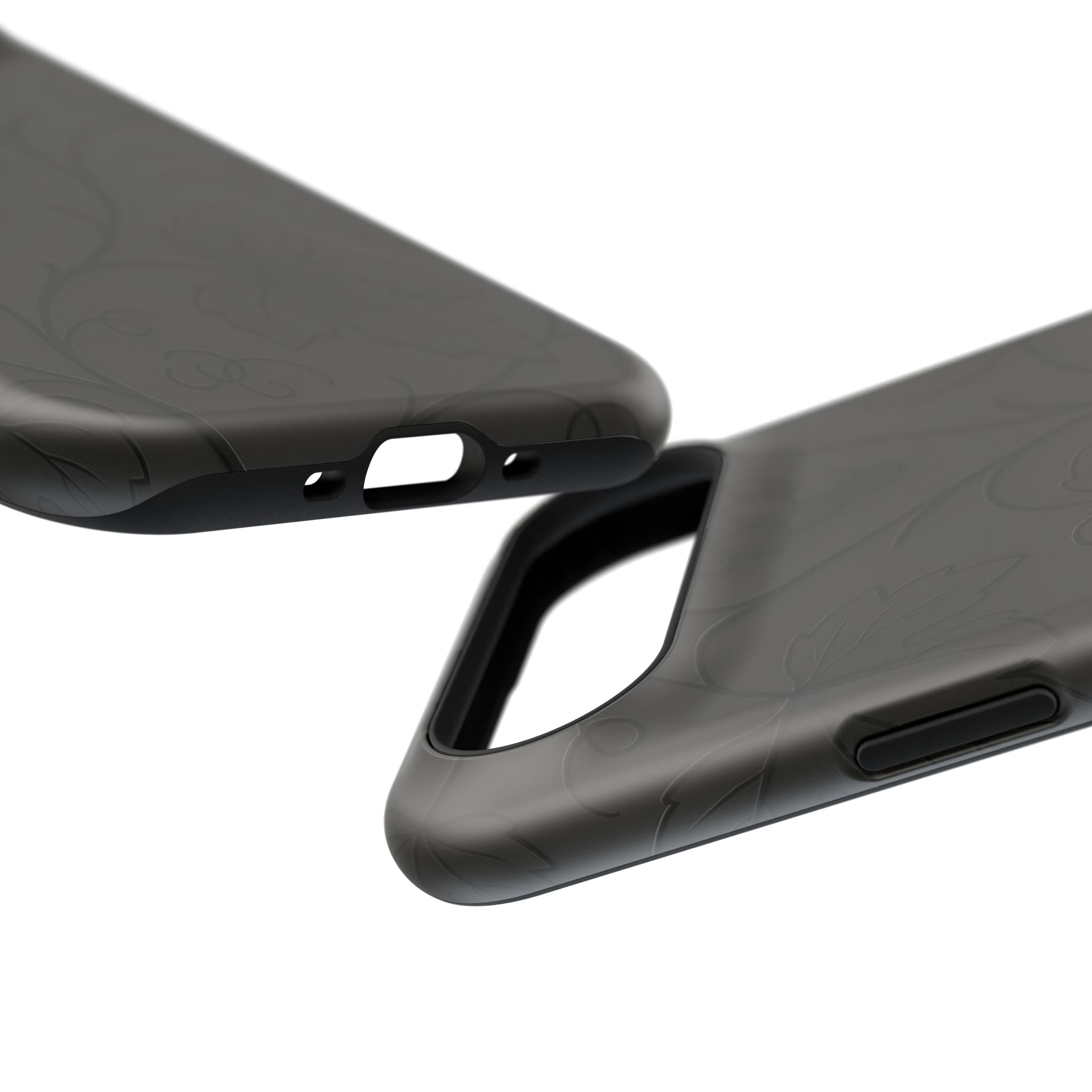 Embossed Grape Leaf Phone Case – Elegant Black Design for iPhone & Samsung