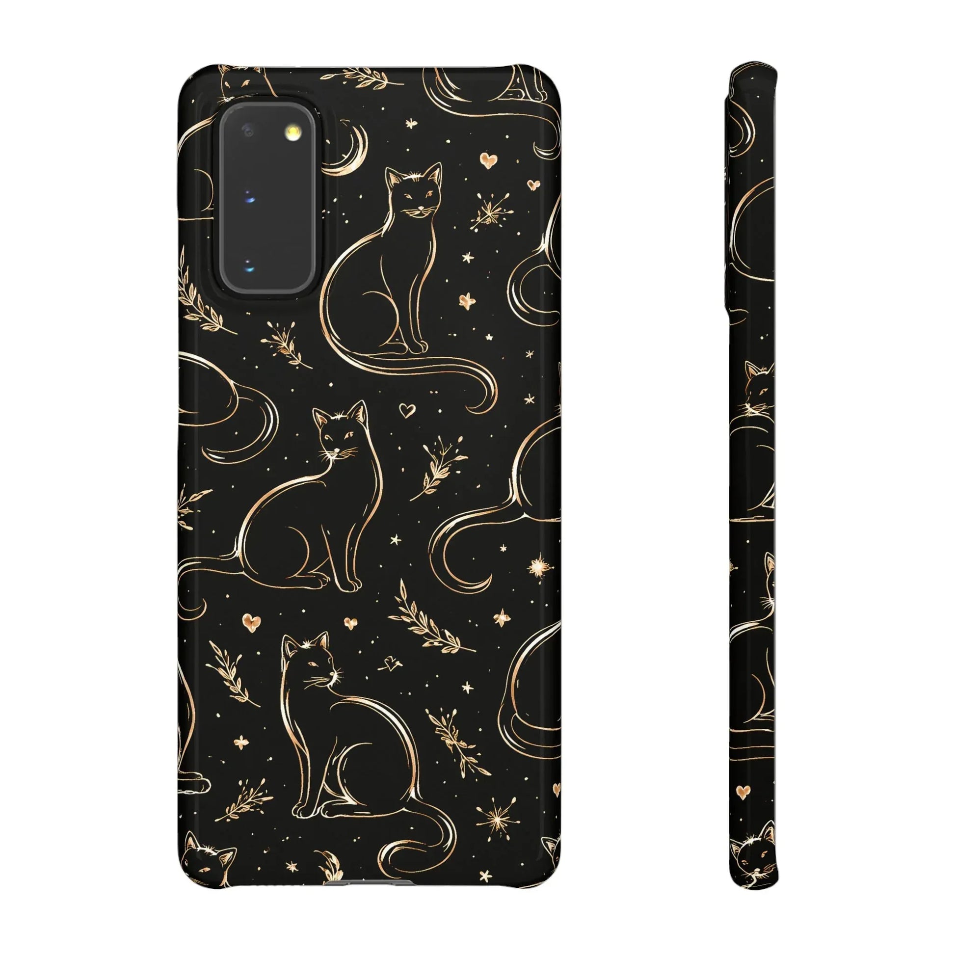 Golden Cat Pattern Phone Case for iPhone 11–17 & Galaxy S21–S25 - KARARMDESIGN