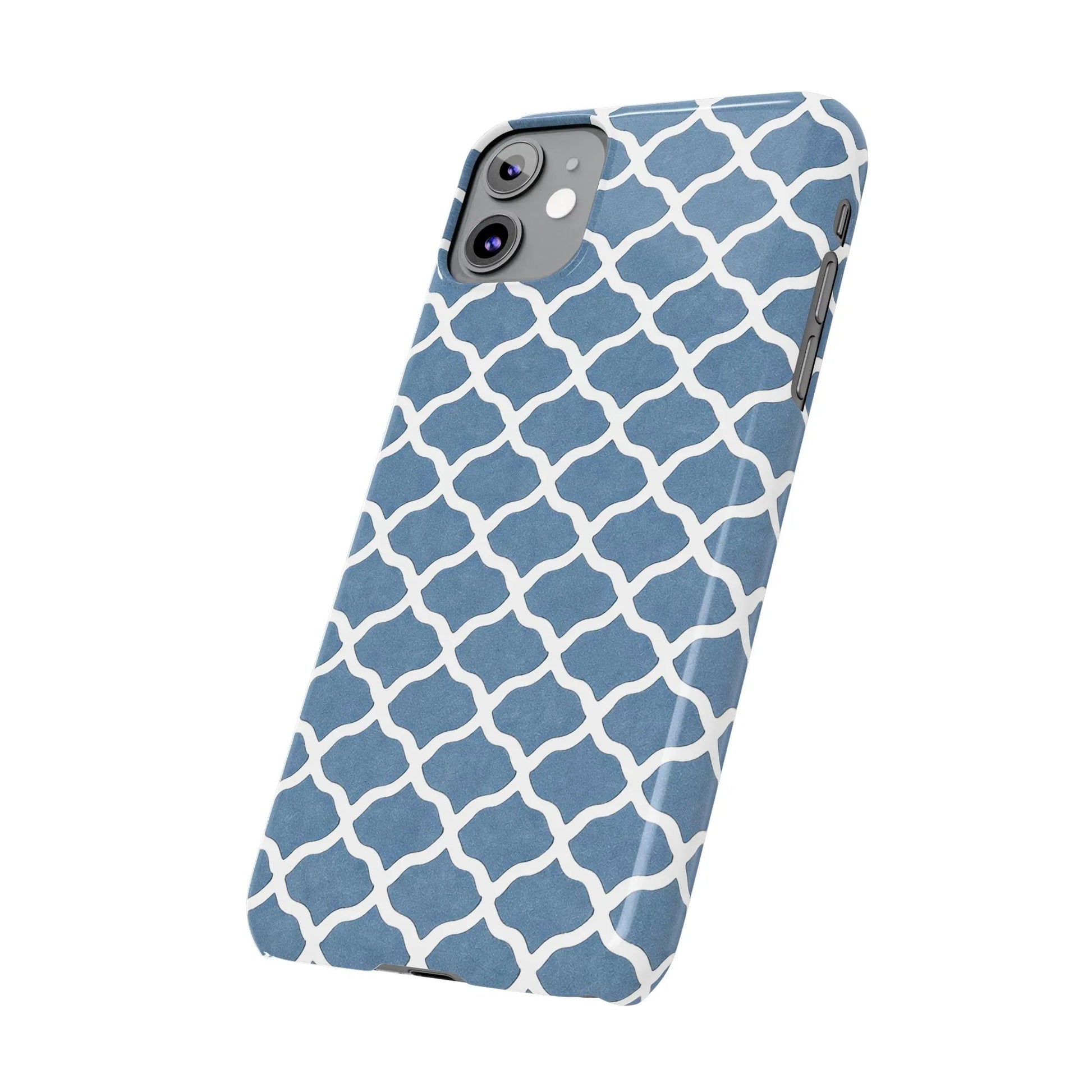 Azure Lattice Pattern Phone Case Slim Phone Cases for iPhone 11-17 - KARARMDESIGN
