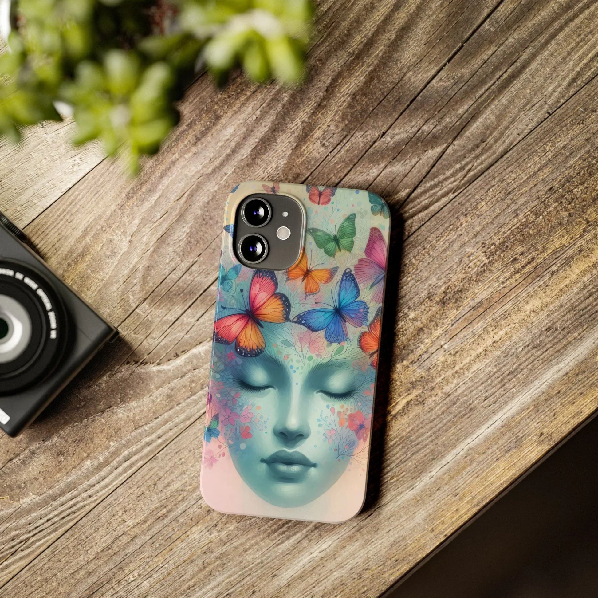 Butterfly Bloom Dreamy Woman with Closed Eyes Tough Phone Case for iPhone - KarArmDesign