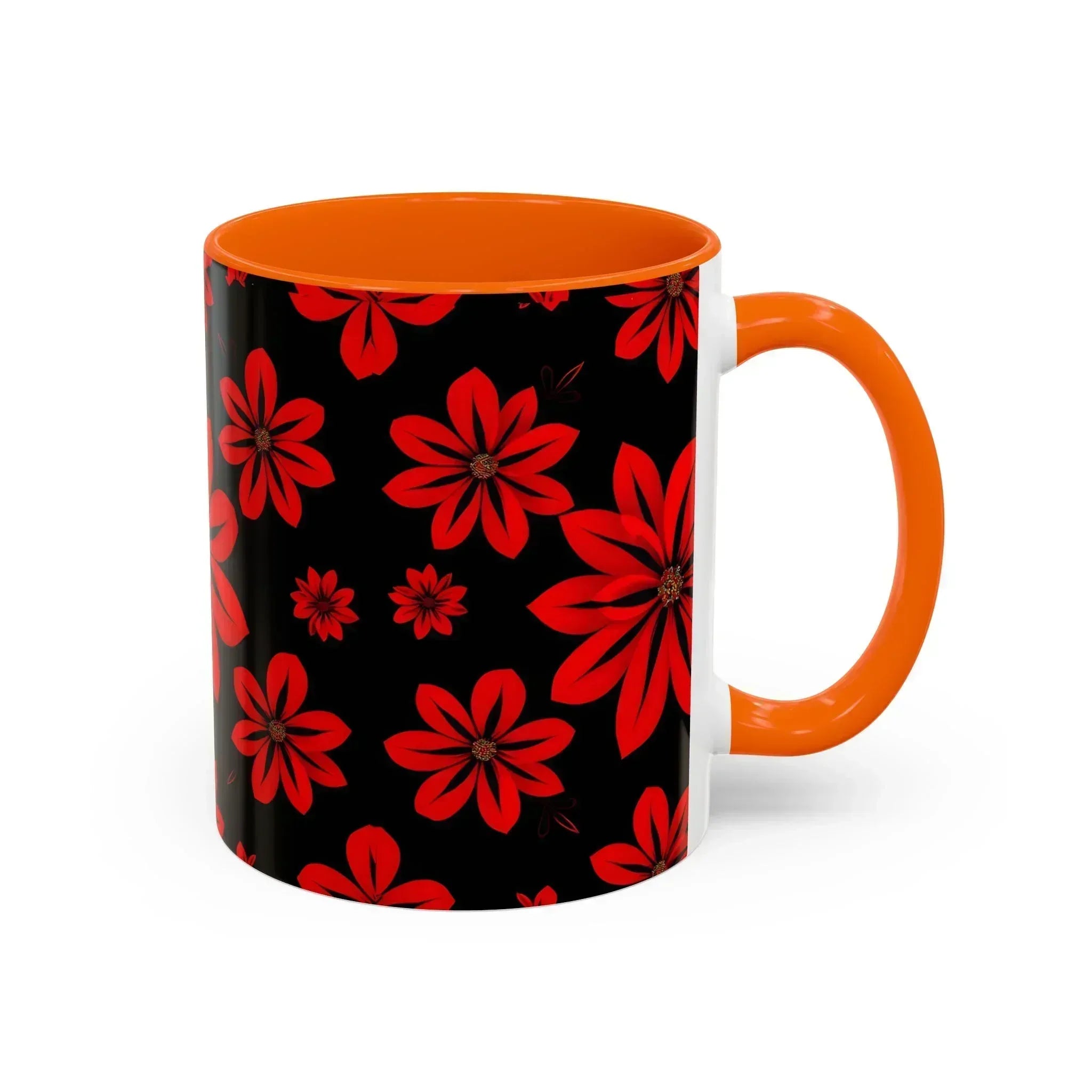 Accent Red Floral Coffee Mug – 11oz & 15oz - KARARMDESIGN