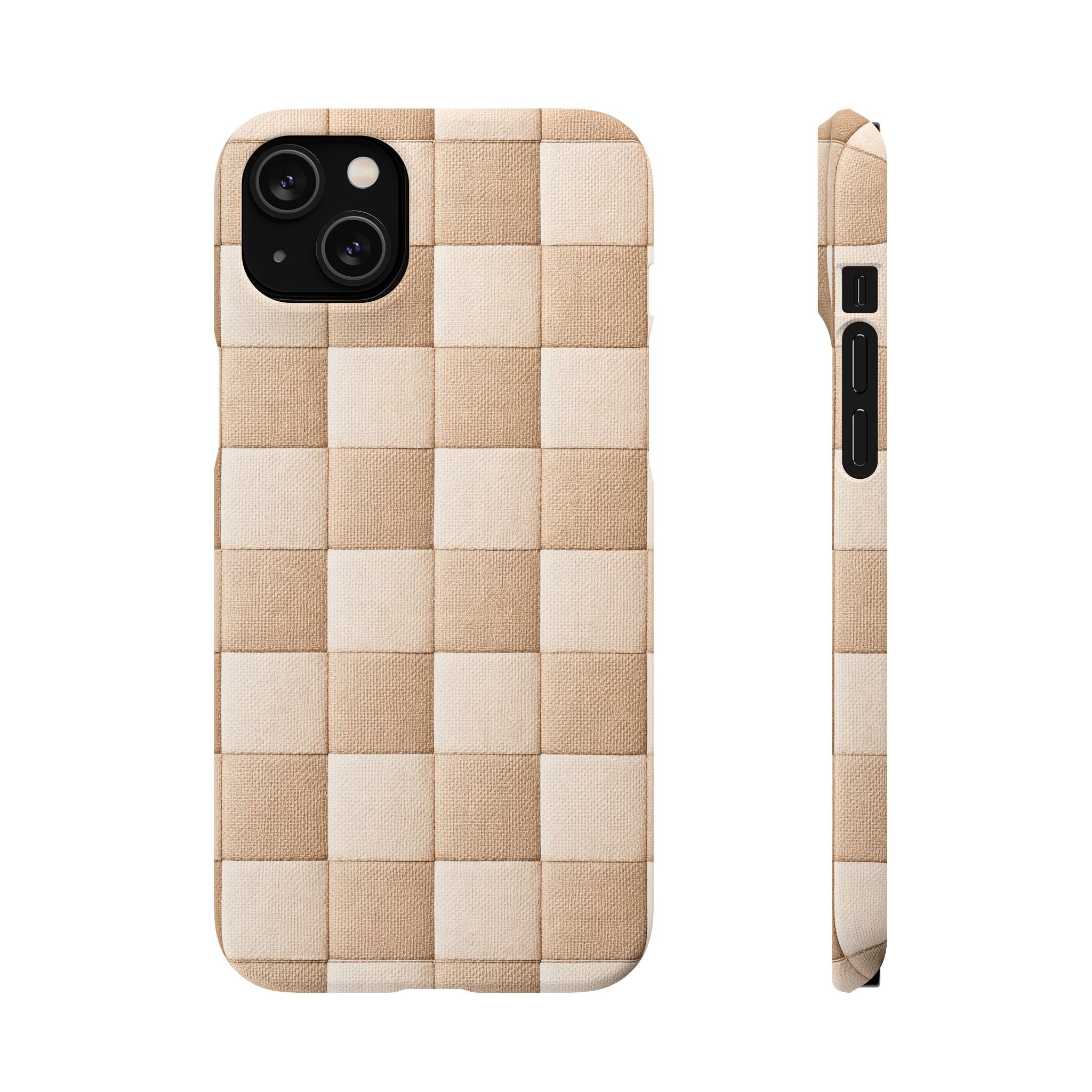 Beige Woven Phone Case for iPhone 11-17 and Galaxy S20-S26