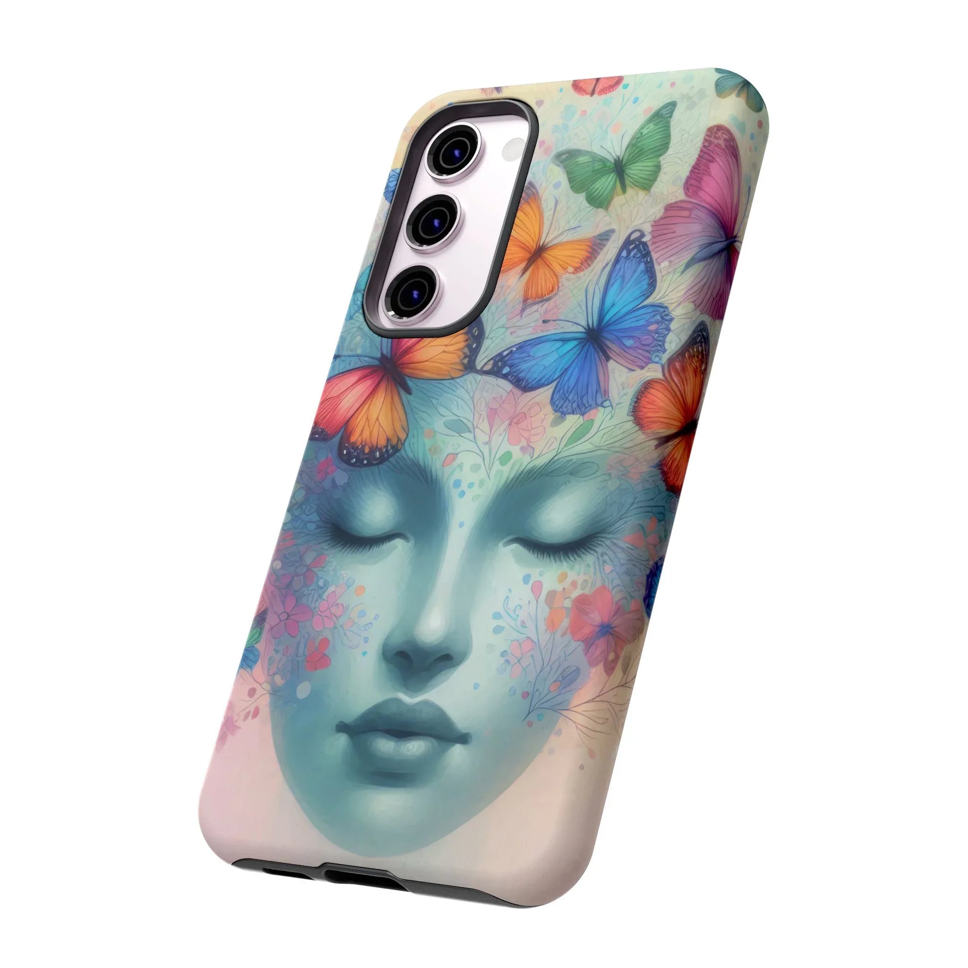 Butterfly Bloom Dreamy Woman Phone Case for Galaxy and Pixel - KARARMDESIGN