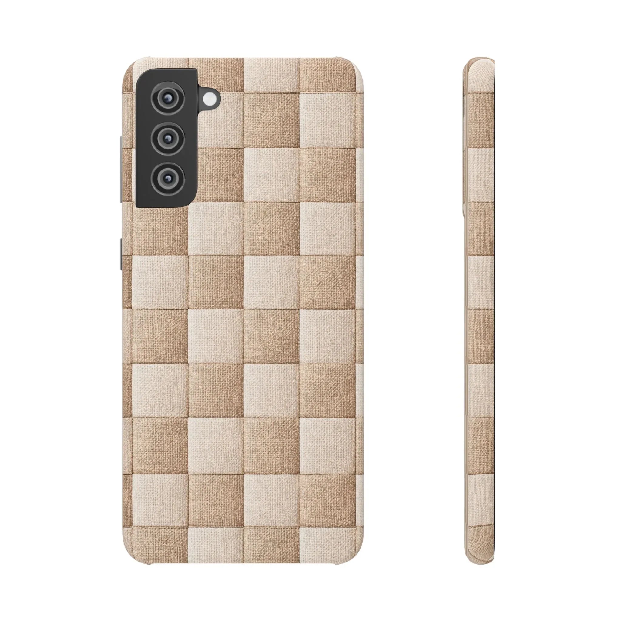 Beige Woven Phone Case for iPhone 11-17 and Galaxy S20-S25 - KARARMDESIGN