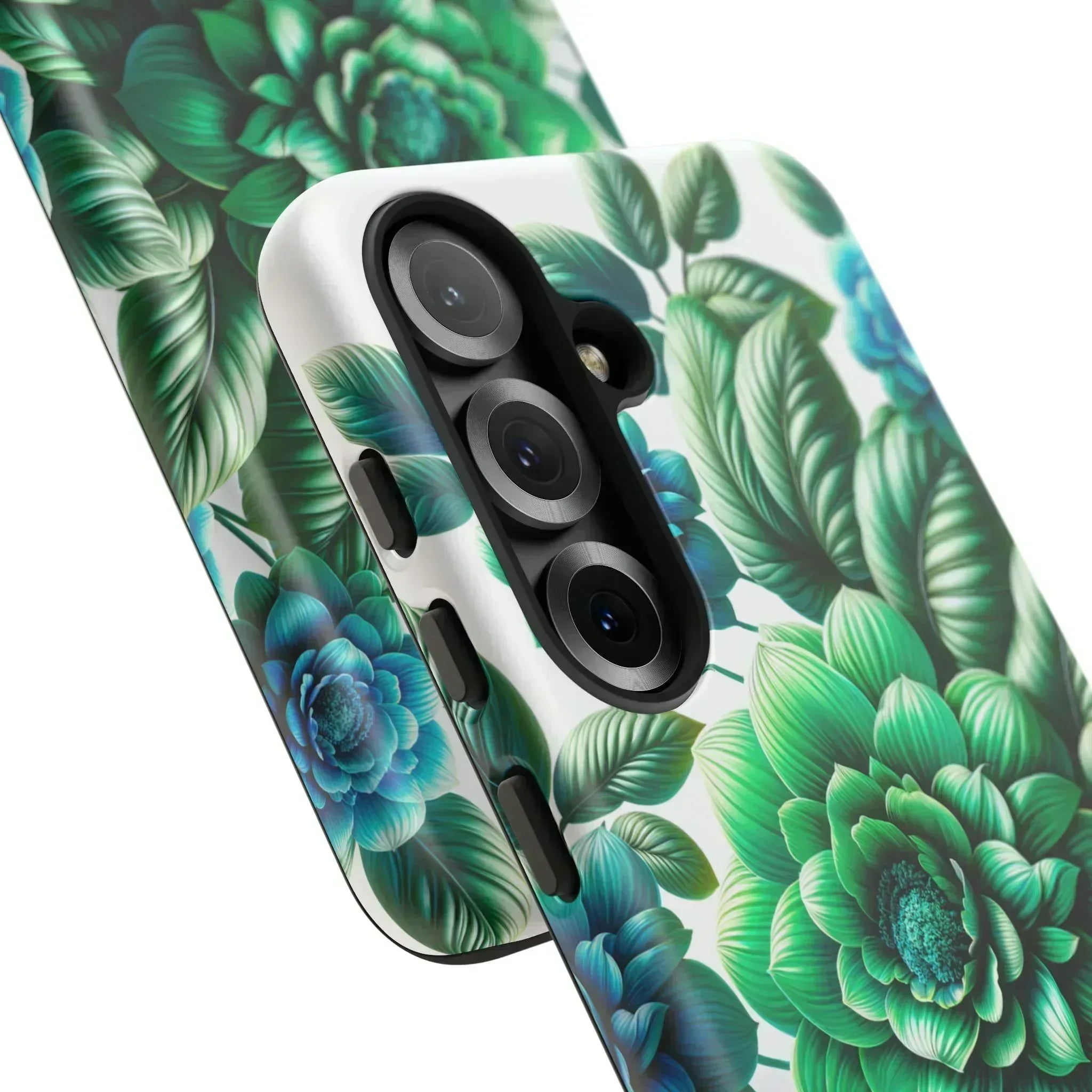 Green and Blue Floral Phone Case for Galaxy S10-S25 - KARARMDESIGN