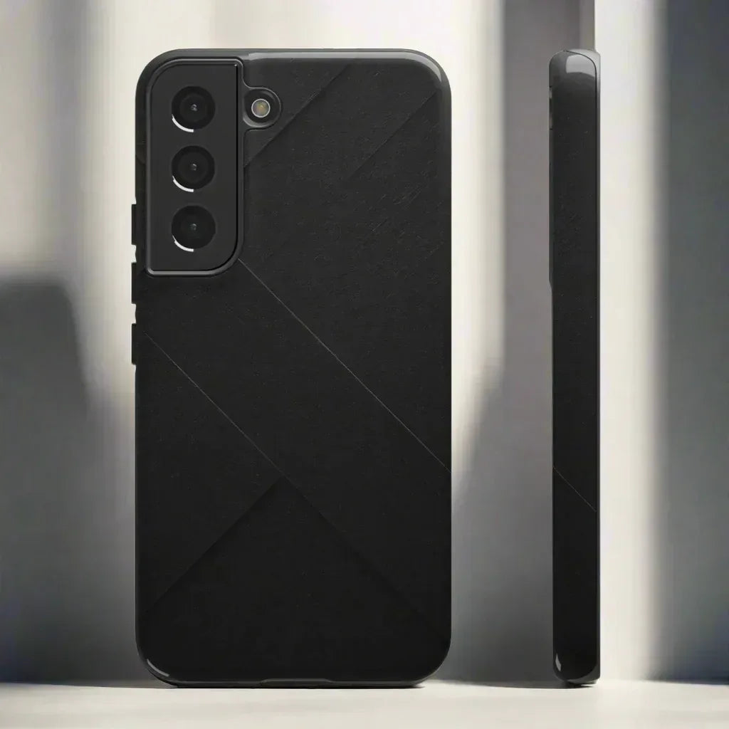 Matte Black Diagonal Line Phone Case for iPhone 8-16 and Galaxy S10-S25 - KARARMDESIGN