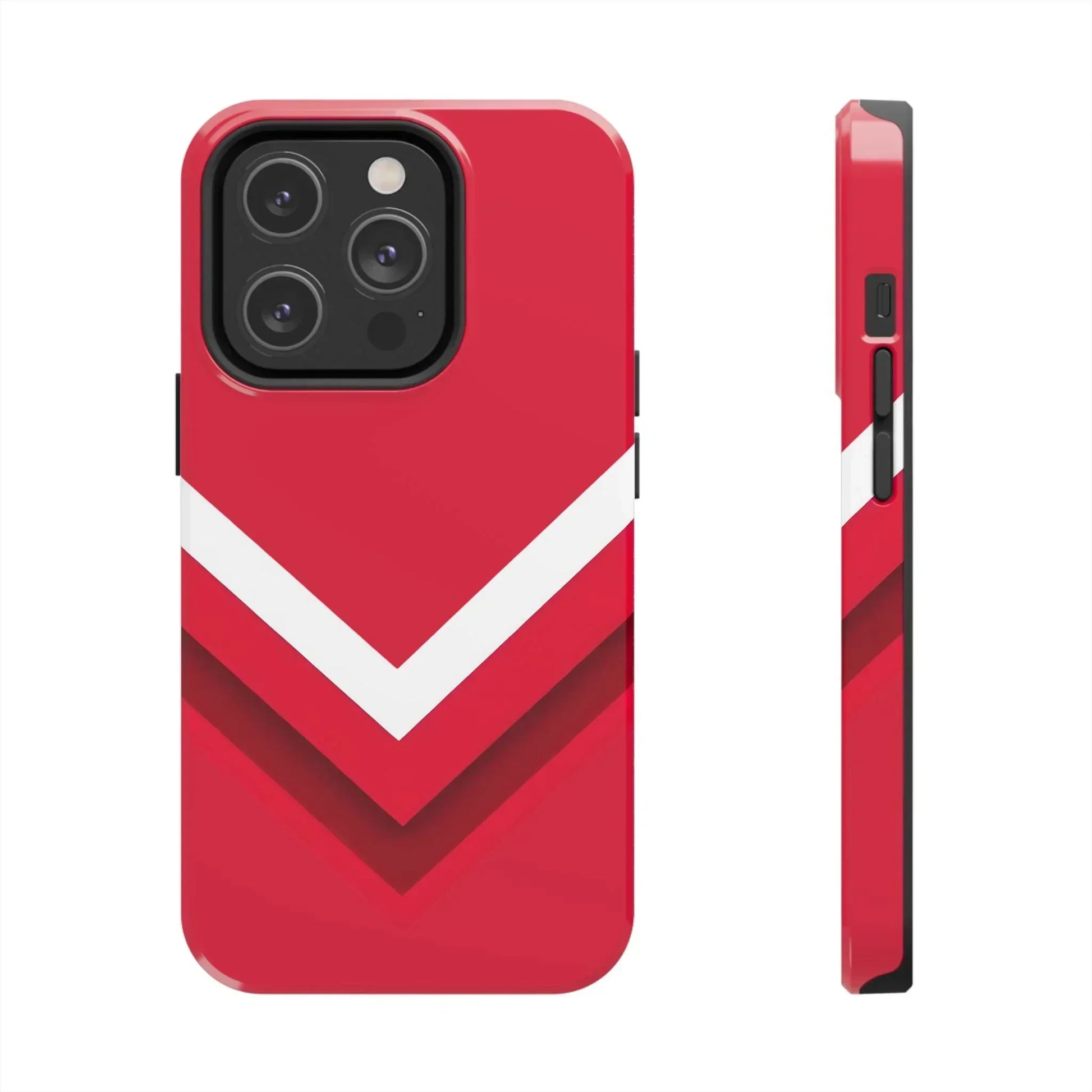 Red Chevron Armor Phone Case for iPhone 11–16 & Galaxy S21–S24 - KARARMDESIGN