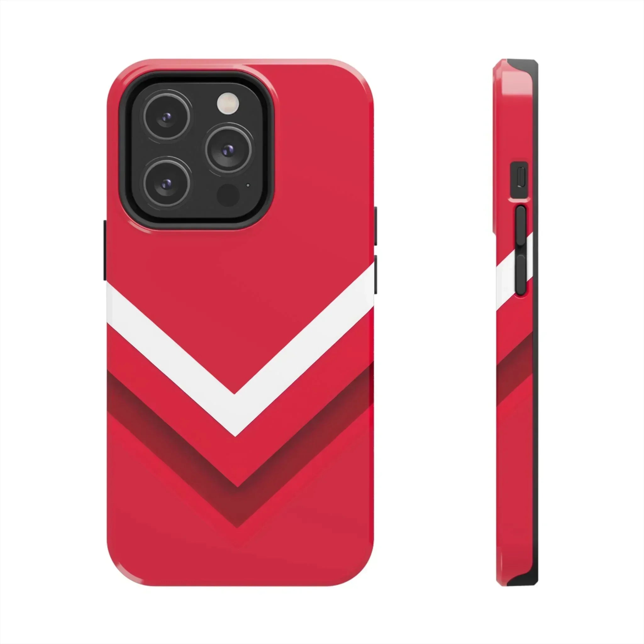 Red Chevron Armor Phone Case for iPhone 11–16 & Galaxy S21–S24 - KARARMDESIGN