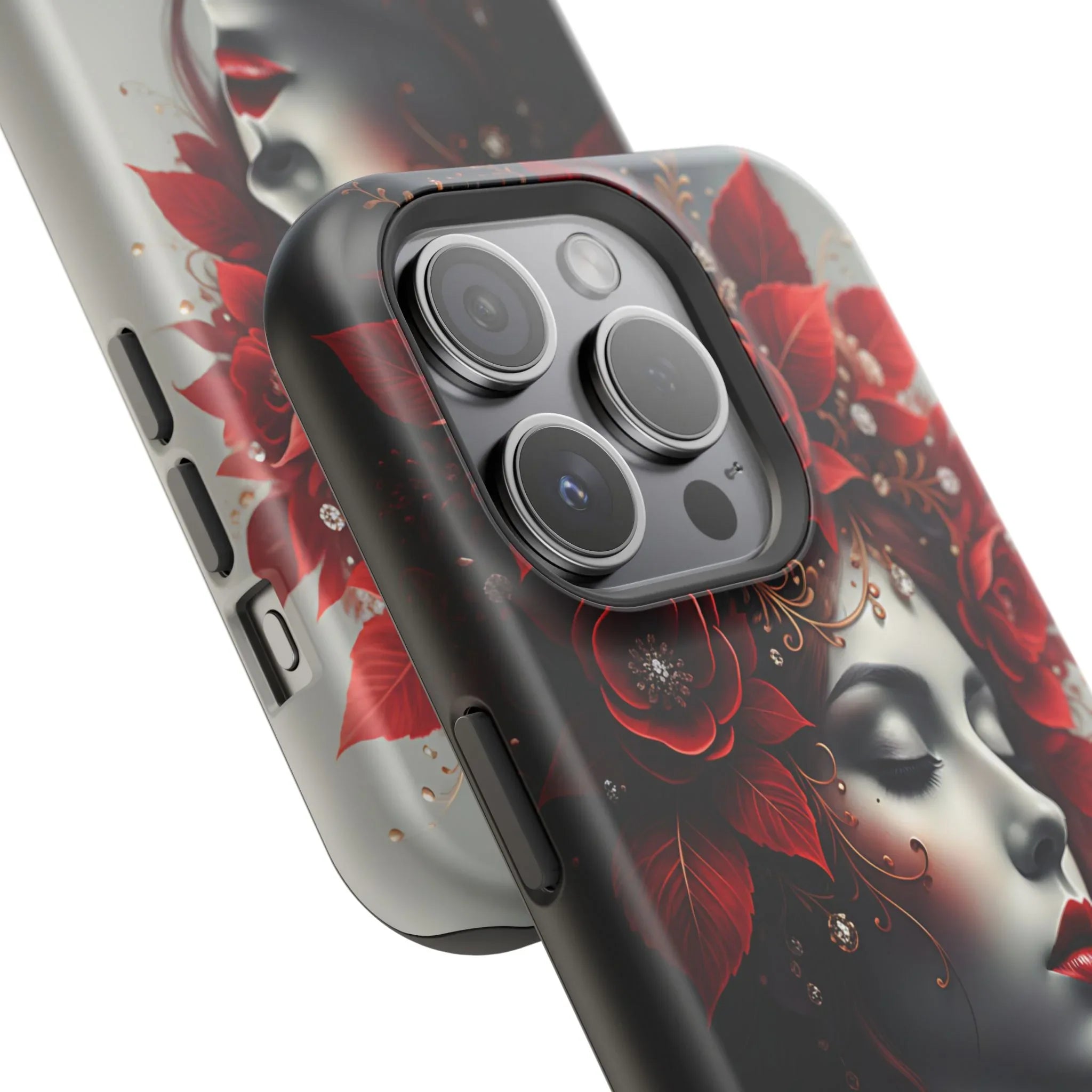 Scarlet Bloom Portrait Phone Case for iPhone 13-17 - KARARMDESIGN