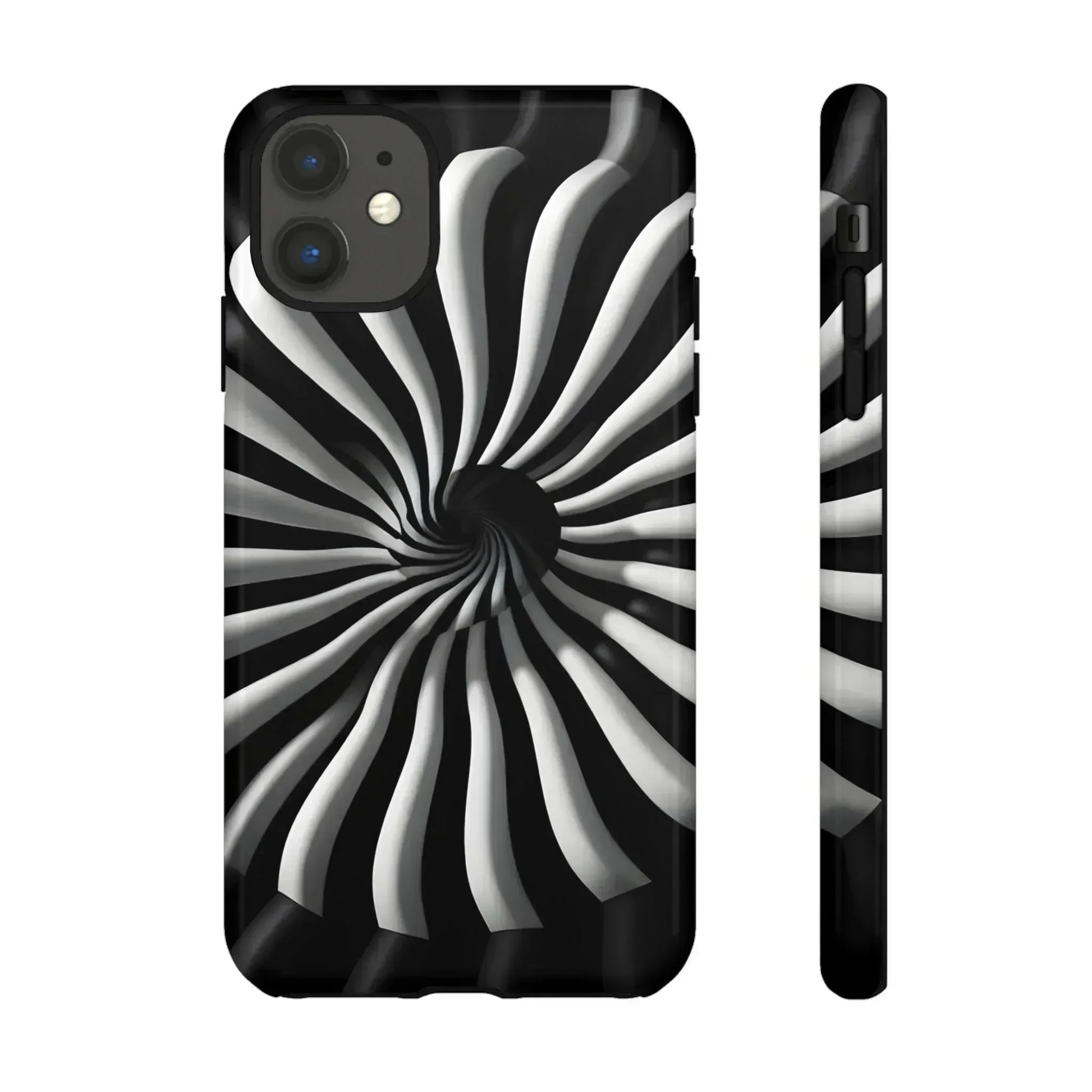 Hypnotic Black and White Spiral Phone Case for iPhone & Galaxy - KARARMDESIGN