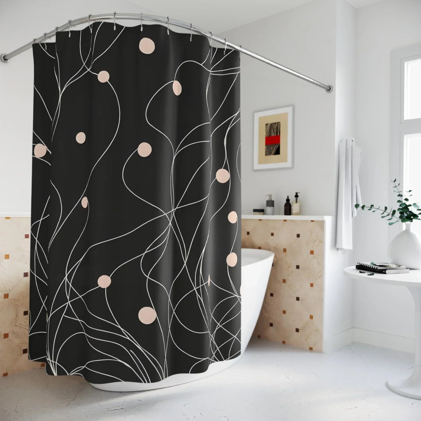 Abstract Black Shower Curtain - KarArmDesign